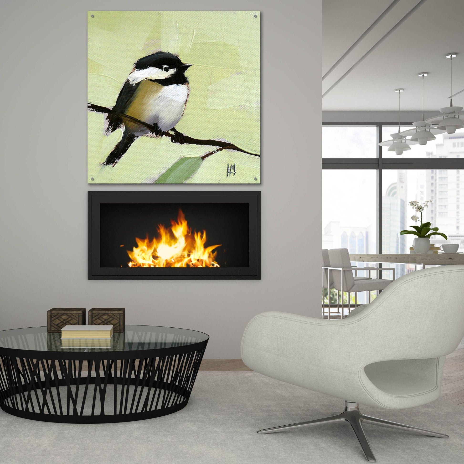 Epic Art 'Chickadee No 143' by Angela Missman, Acrylic Glass Wall Art,36x36