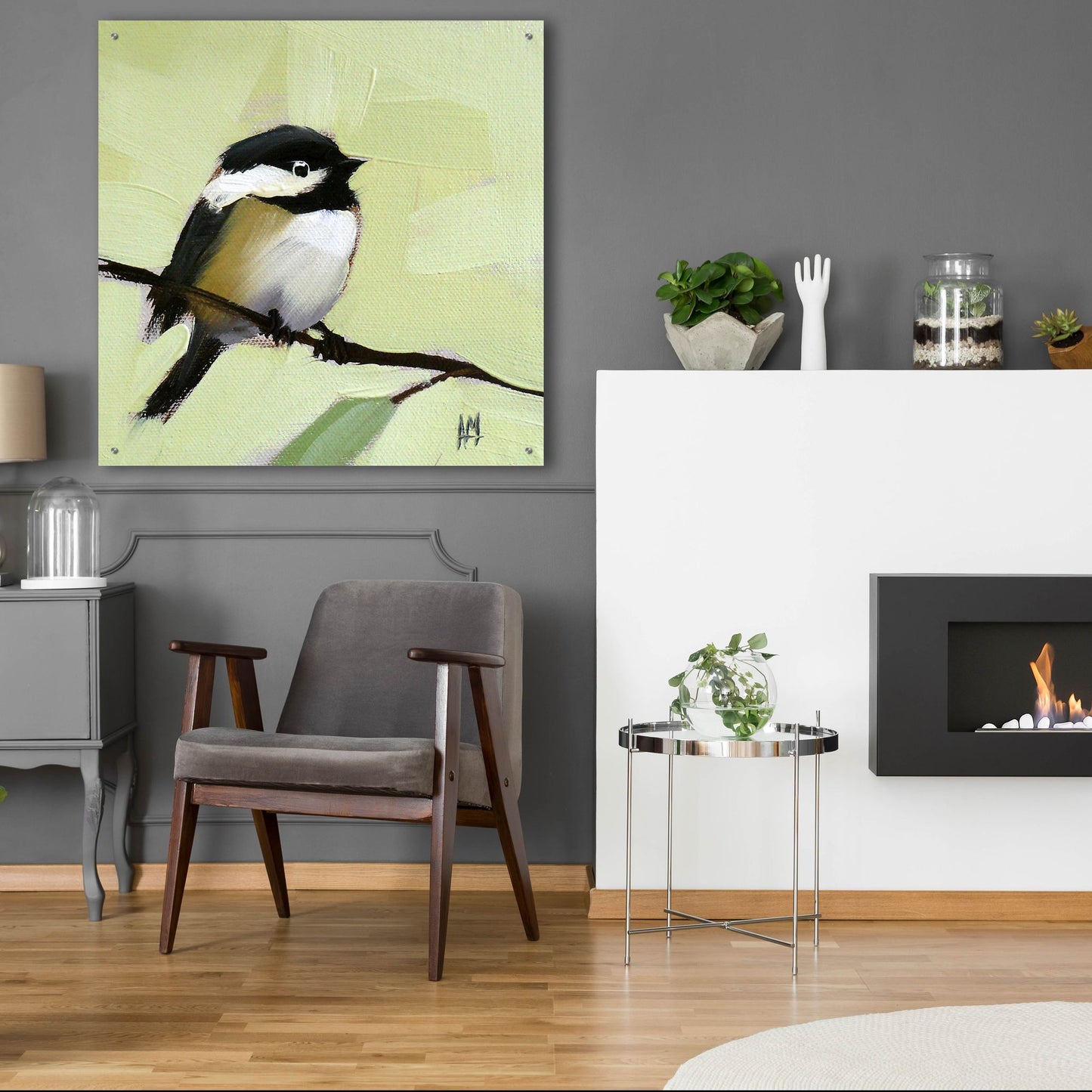 Epic Art 'Chickadee No 143' by Angela Missman, Acrylic Glass Wall Art,36x36