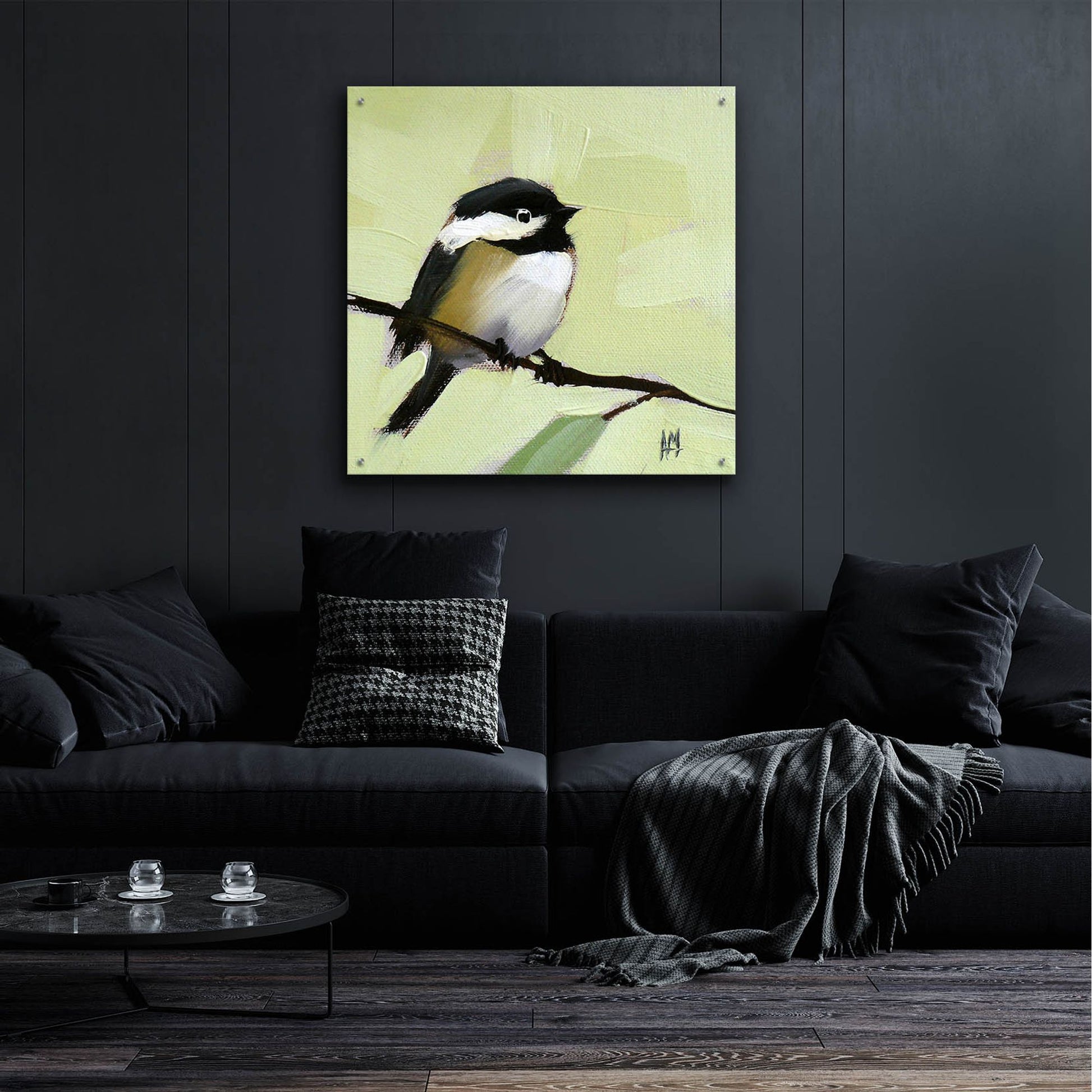 Epic Art 'Chickadee No 143' by Angela Missman, Acrylic Glass Wall Art,36x36