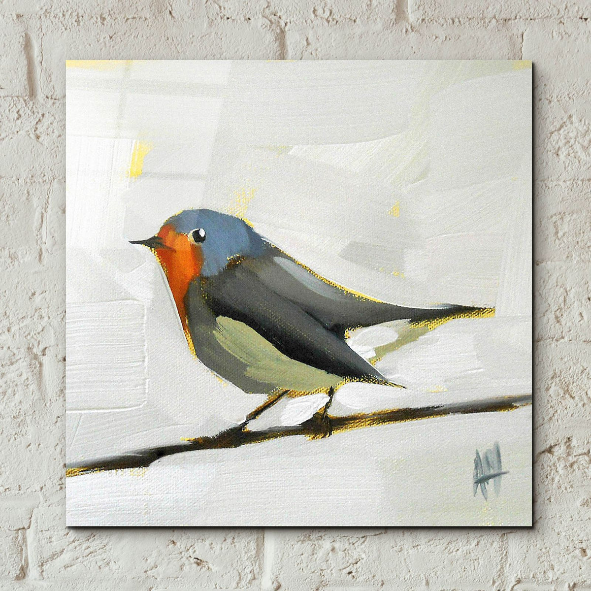 Robin On Wire by Angela Missman - 12x12 acrylic wall art in a room