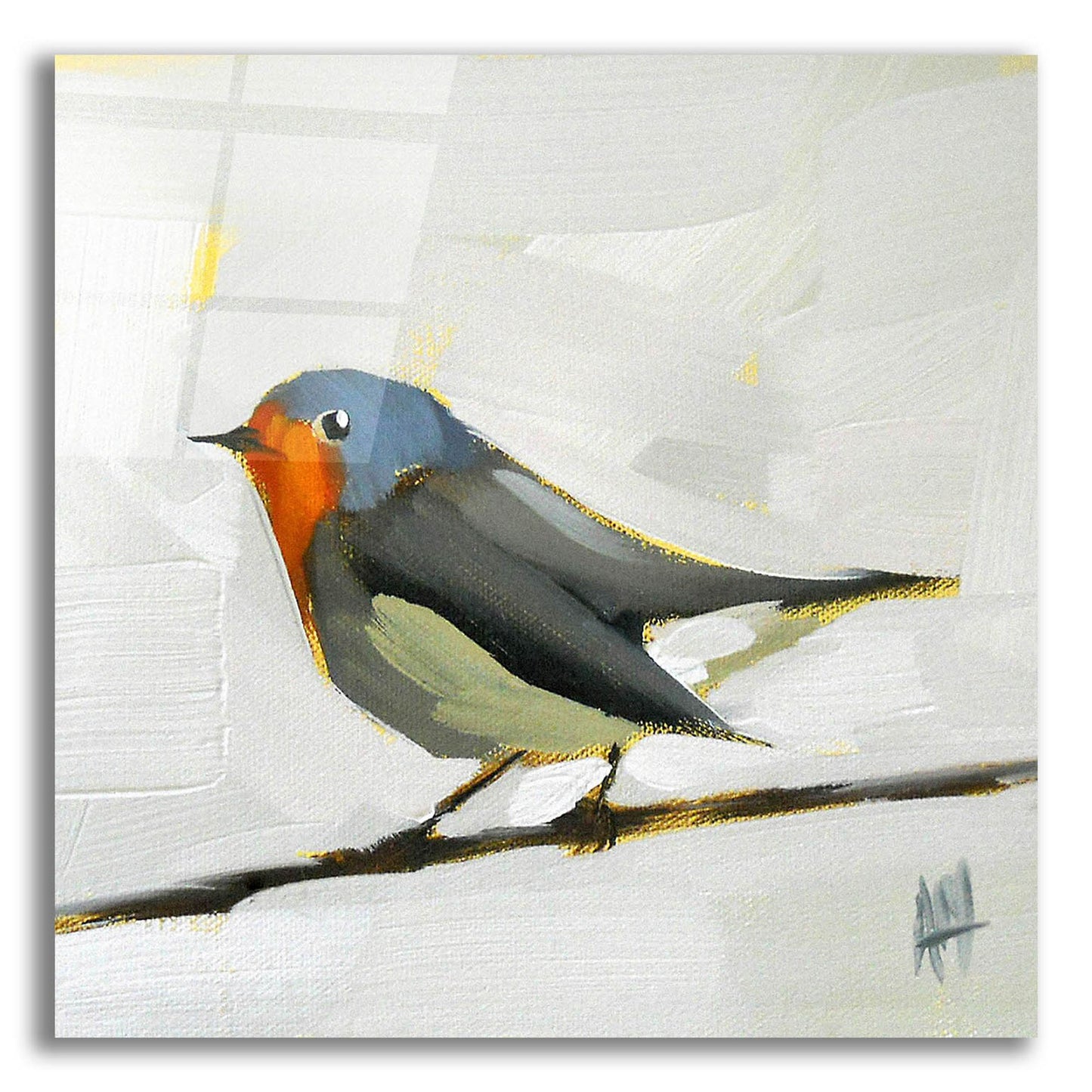 Epic Art 'Robin On Wire' by Angela Missman, Acrylic Glass Wall Art