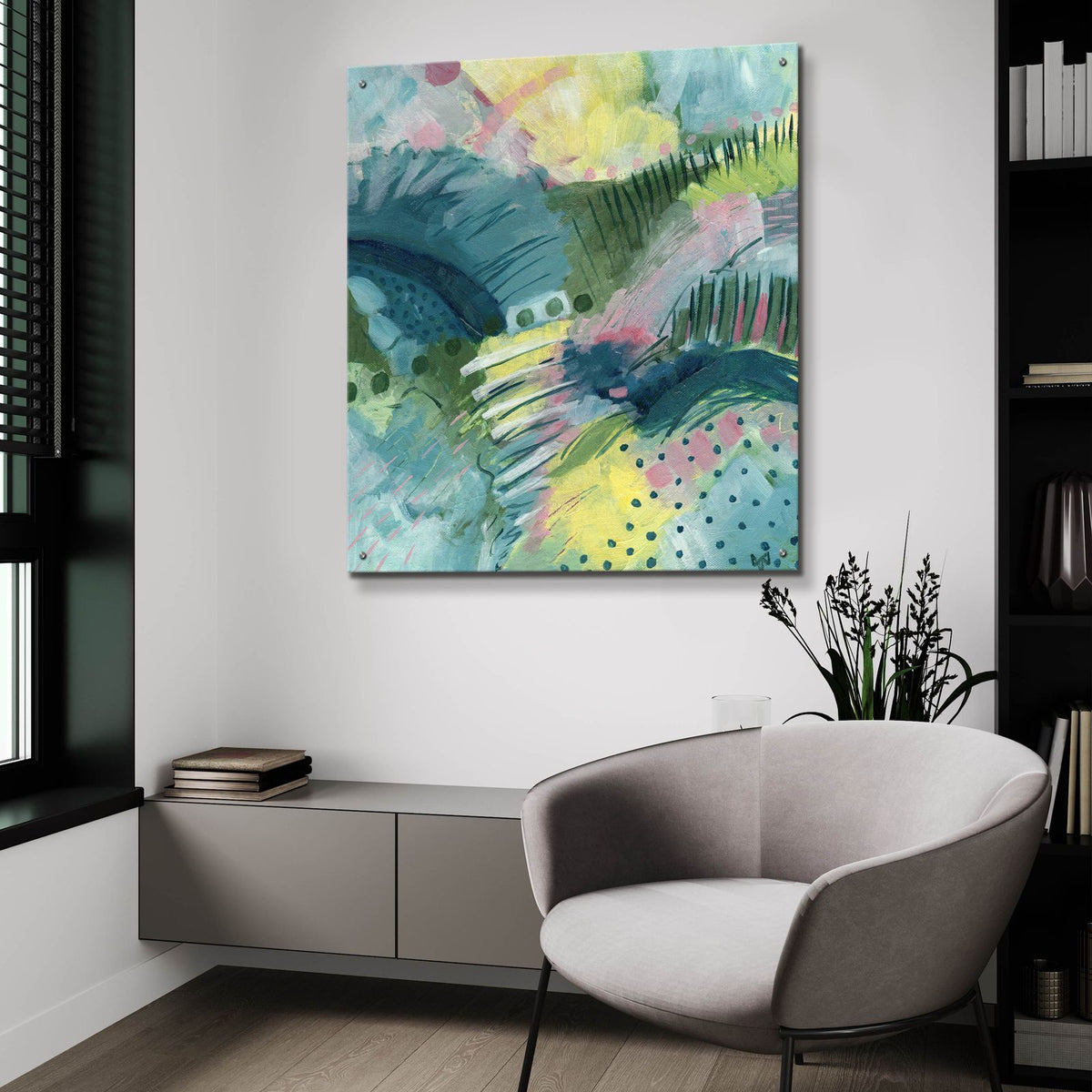 Here And There by Ann Thompson Nemcosky - 36x36 acrylic wall art in a room