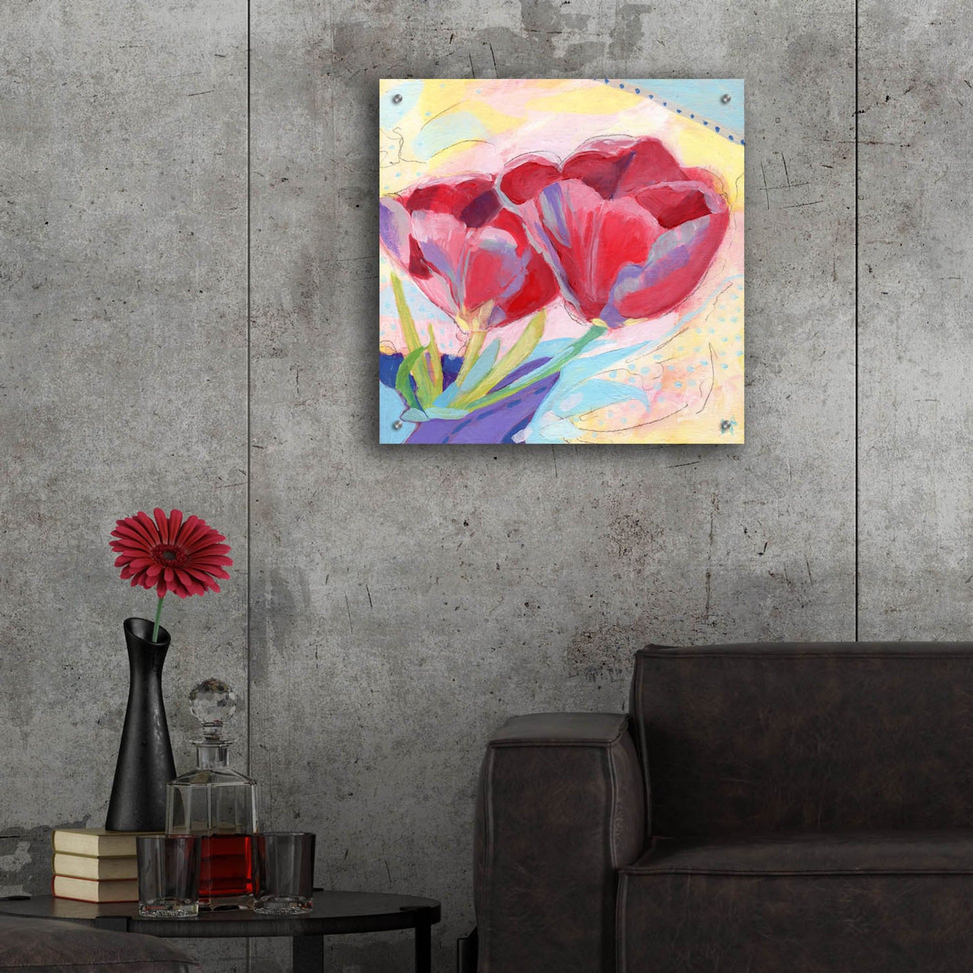 Epic Art 'Tulips No 2' by Ann Thompson Nemcosky, Acrylic Glass Wall Art,24x24