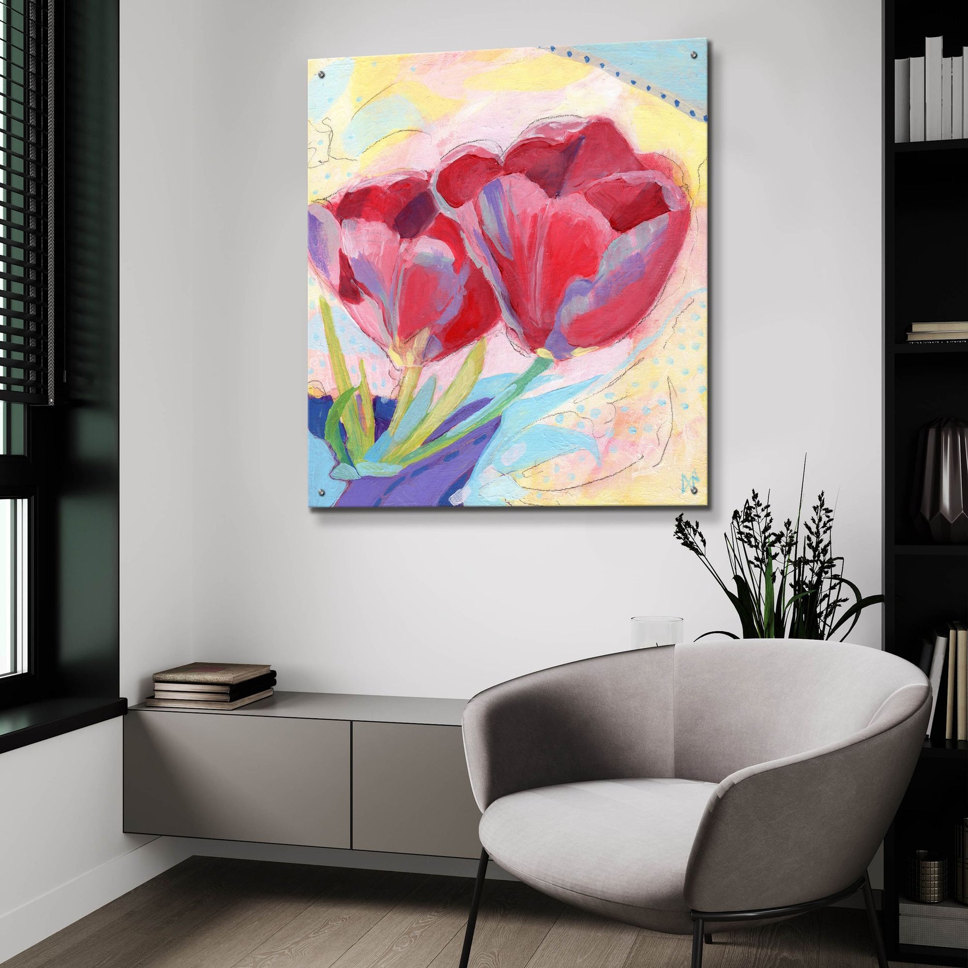 Epic Art 'Tulips No 2' by Ann Thompson Nemcosky, Acrylic Glass Wall Art,36x36