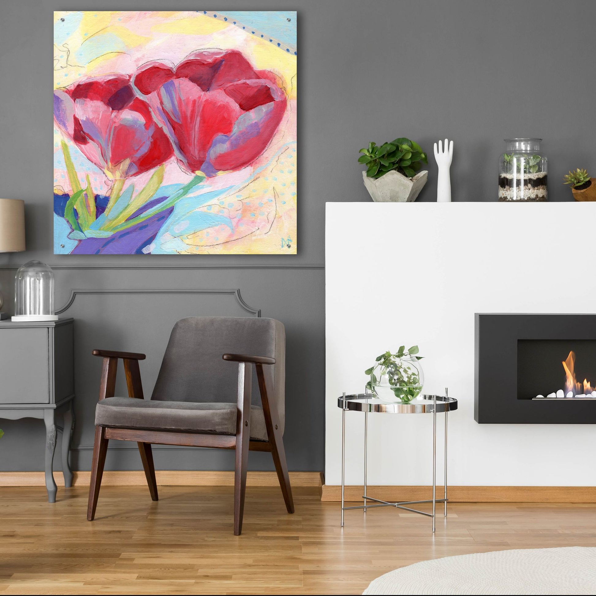 Epic Art 'Tulips No 2' by Ann Thompson Nemcosky, Acrylic Glass Wall Art,36x36