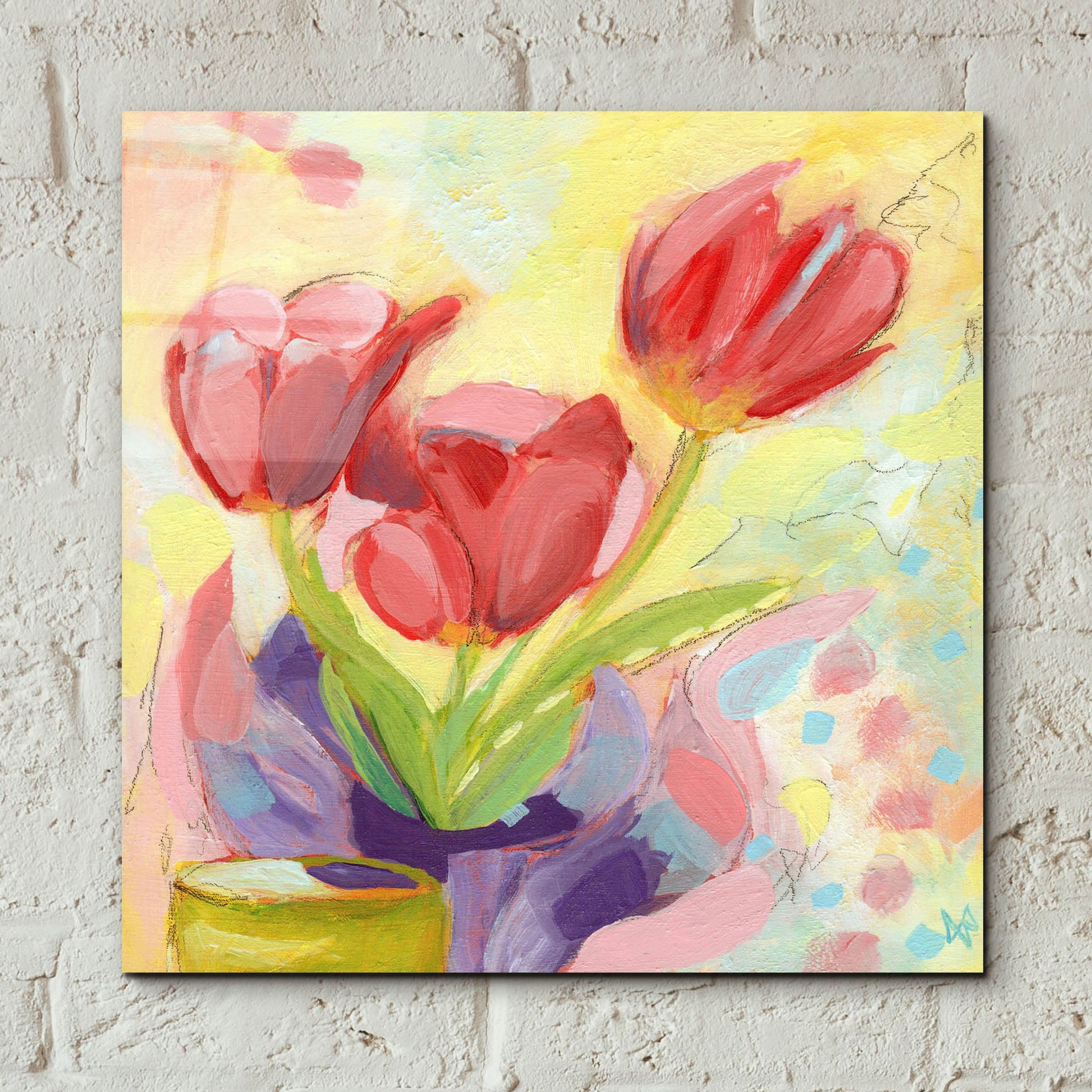 Epic Art 'Tulips No 3' by Ann Thompson Nemcosky, Acrylic Glass Wall Art,12x12