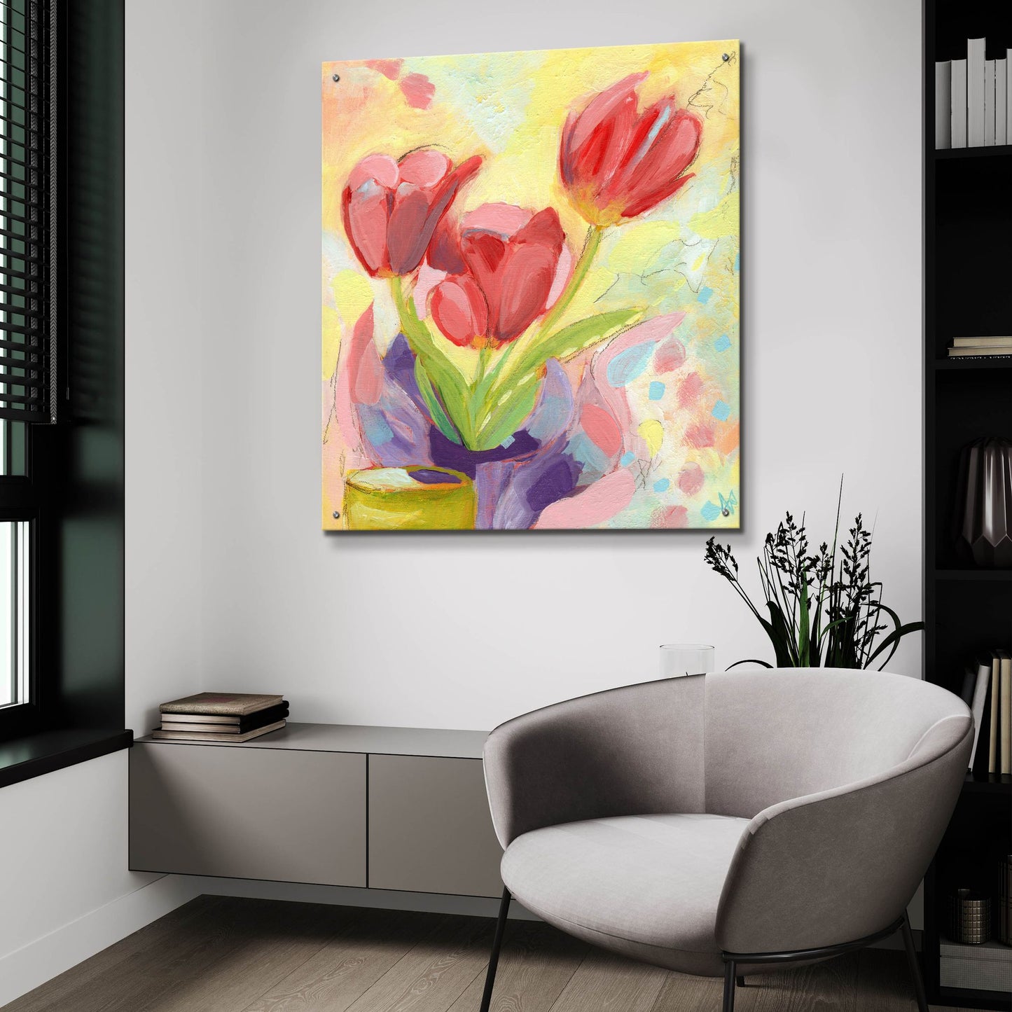 Epic Art 'Tulips No 3' by Ann Thompson Nemcosky, Acrylic Glass Wall Art,36x36