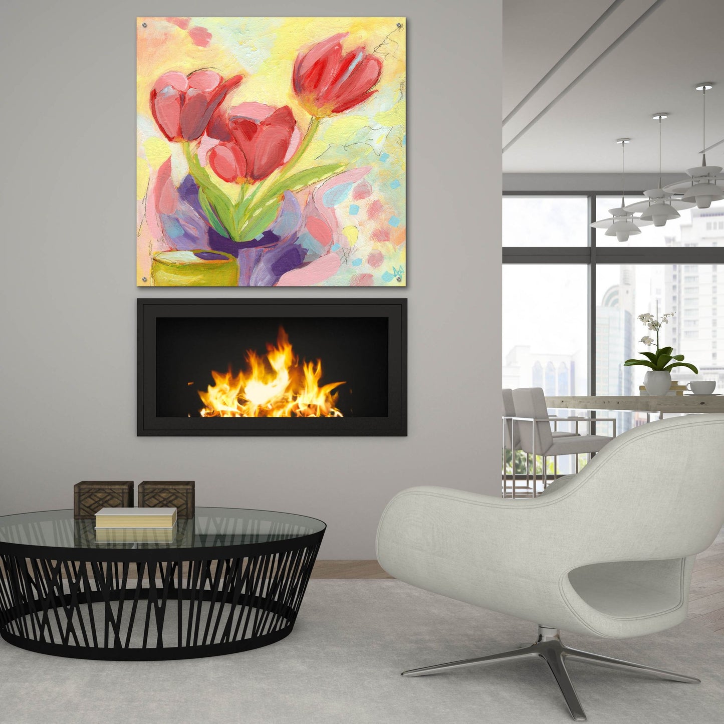 Epic Art 'Tulips No 3' by Ann Thompson Nemcosky, Acrylic Glass Wall Art,36x36