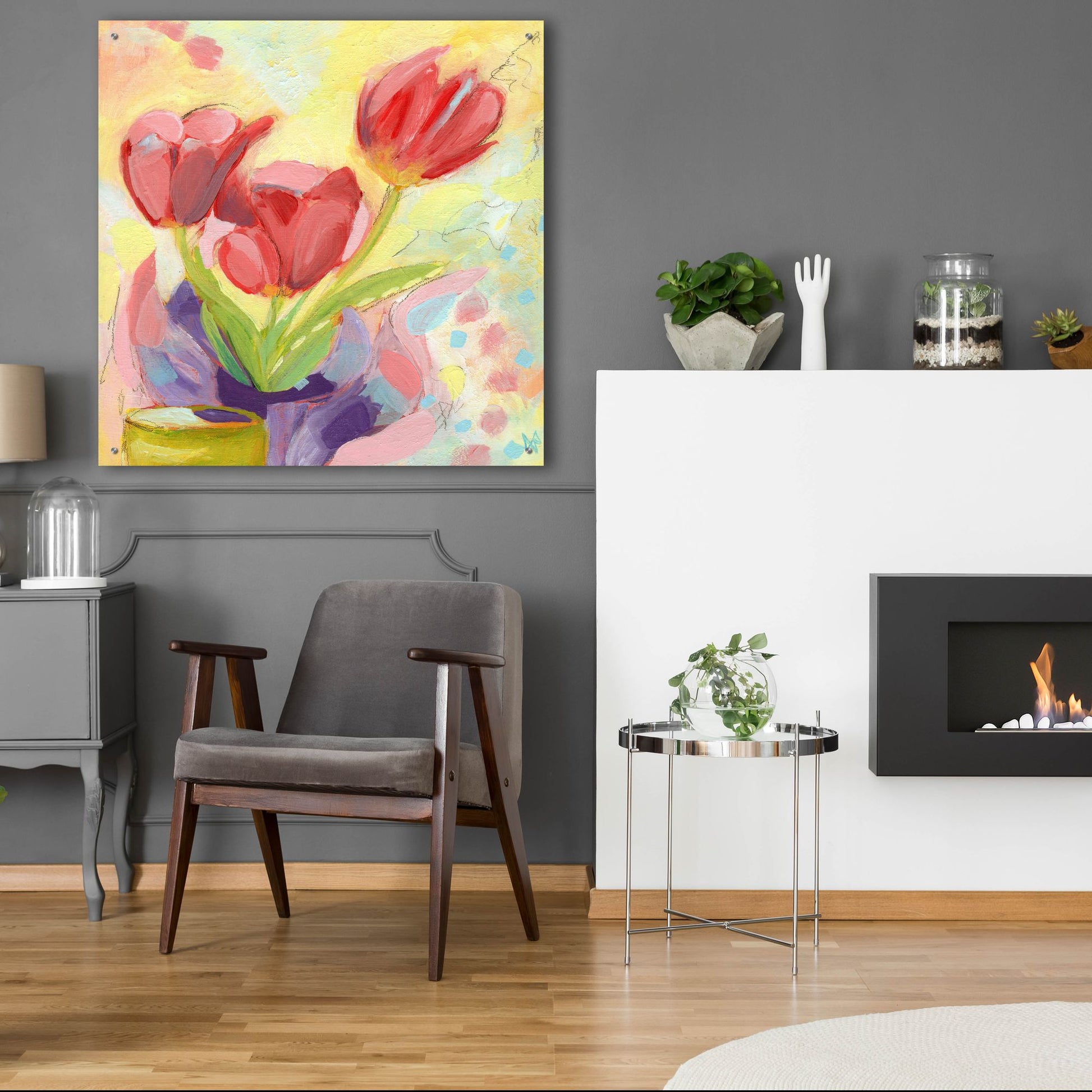 Epic Art 'Tulips No 3' by Ann Thompson Nemcosky, Acrylic Glass Wall Art,36x36