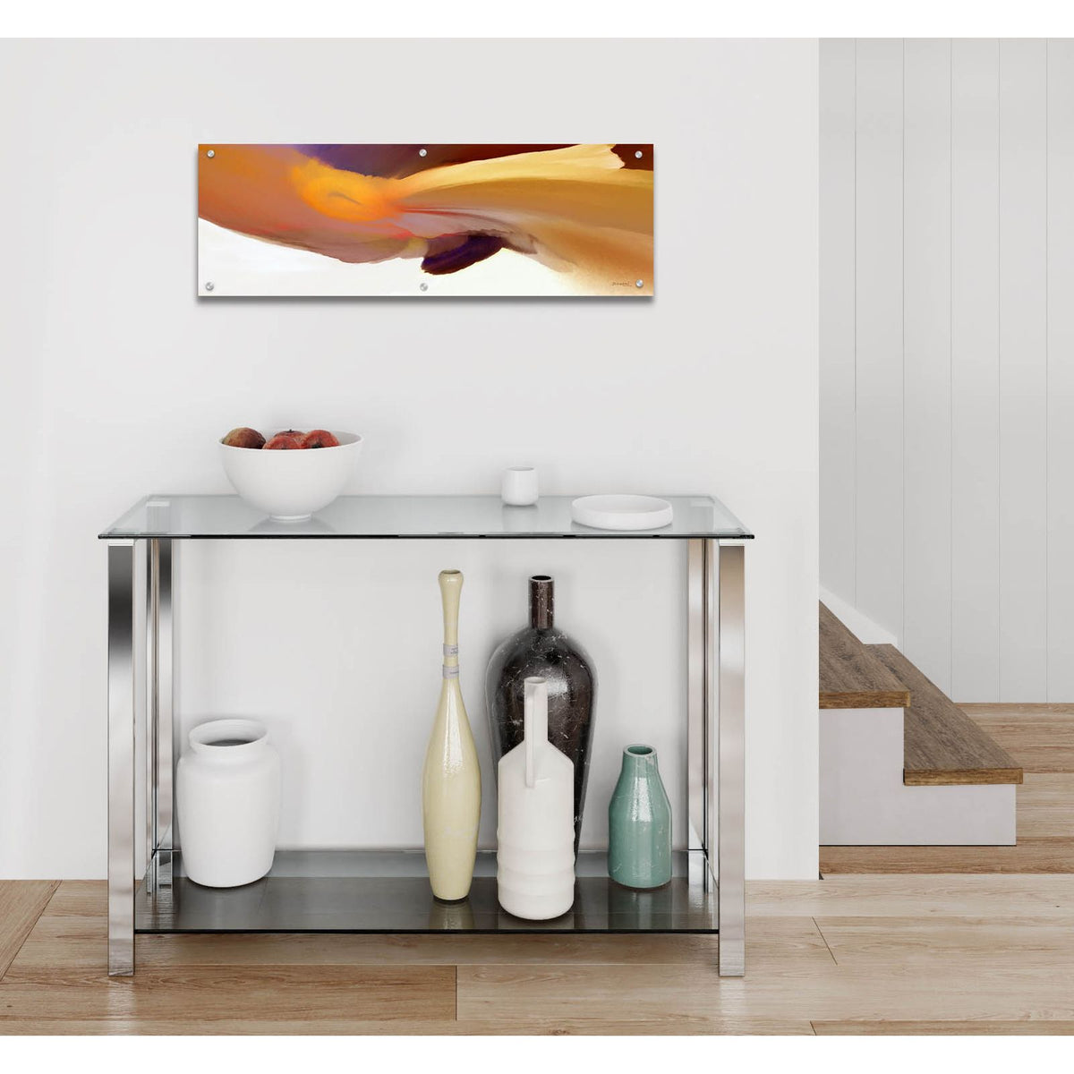 Embrace 1 by Bassmi Ibrahim - 36x12 acrylic wall art in a room