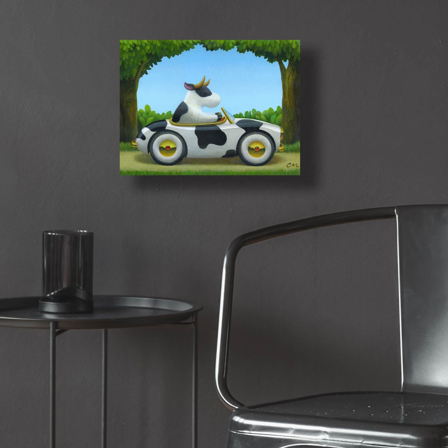 Epic Art 'Cow Car' by Chris Miles, Acrylic Glass Wall Art,16x12