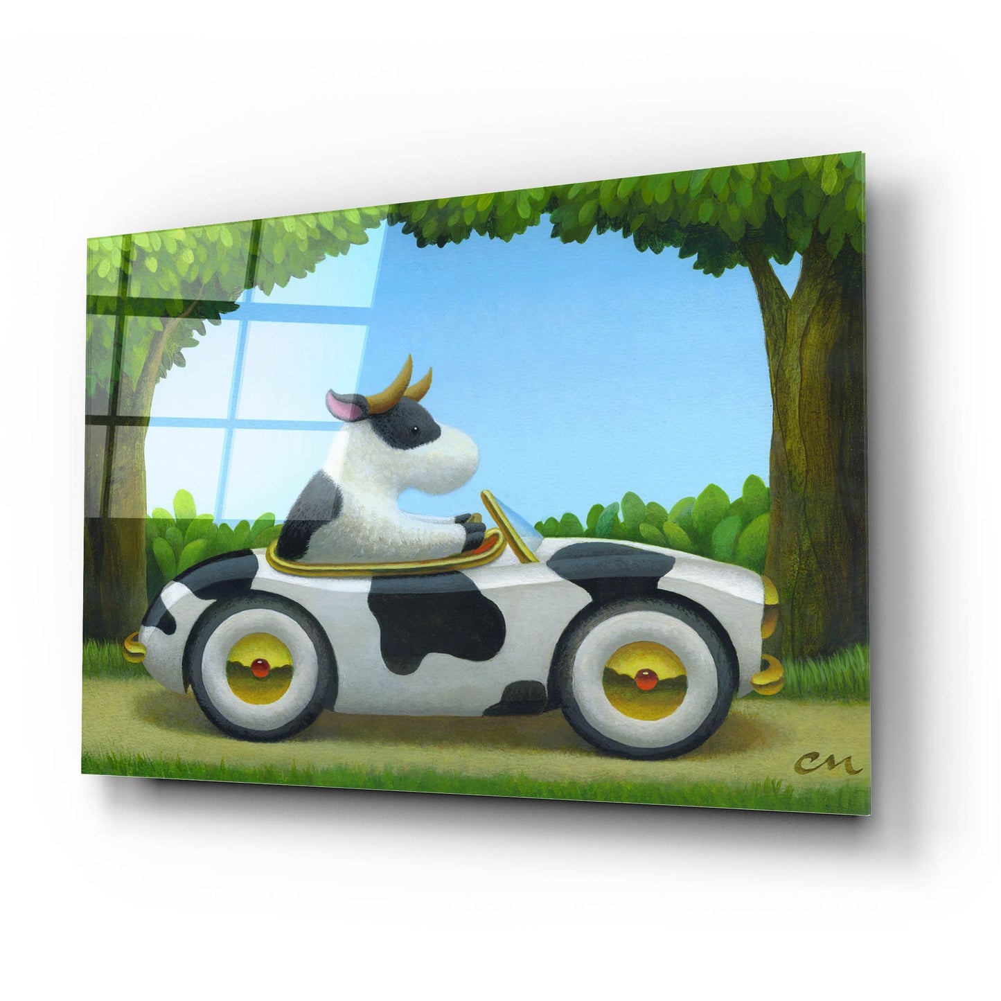 Epic Art 'Cow Car' by Chris Miles, Acrylic Glass Wall Art,24x16