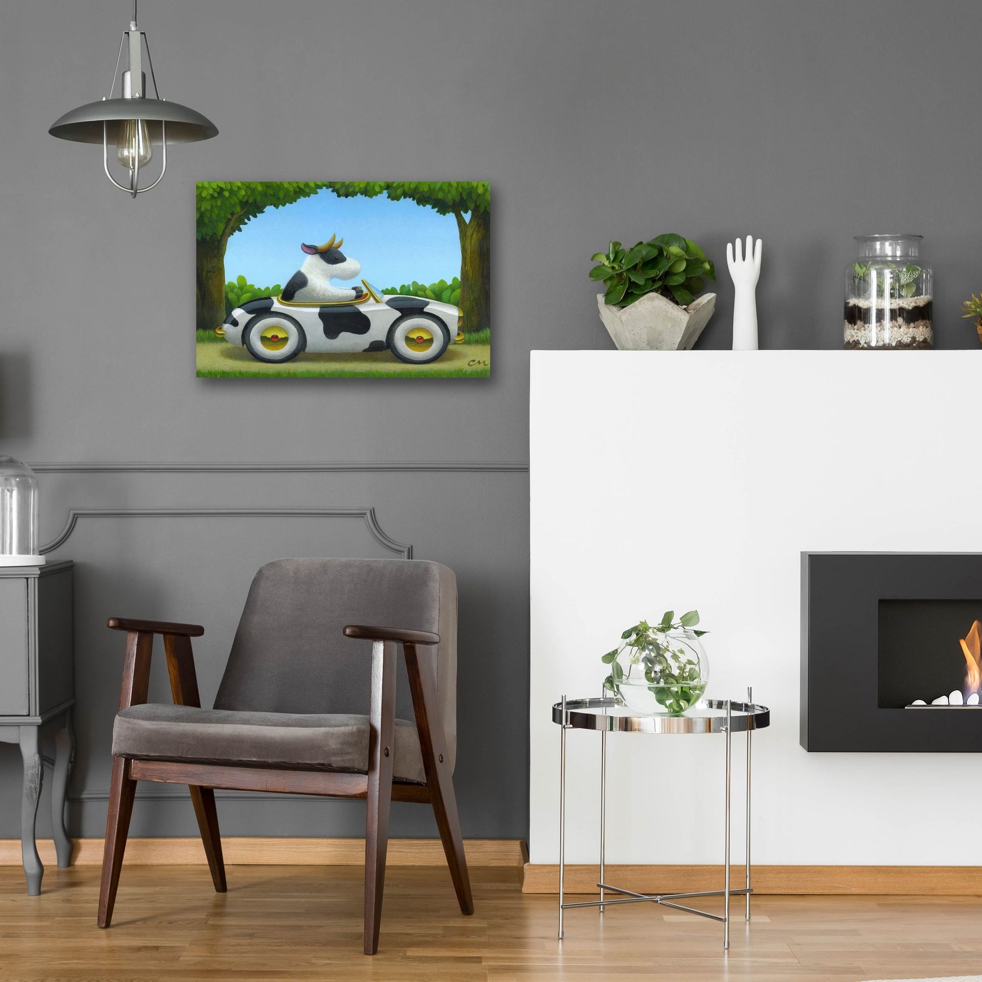 Epic Art 'Cow Car' by Chris Miles, Acrylic Glass Wall Art,24x16