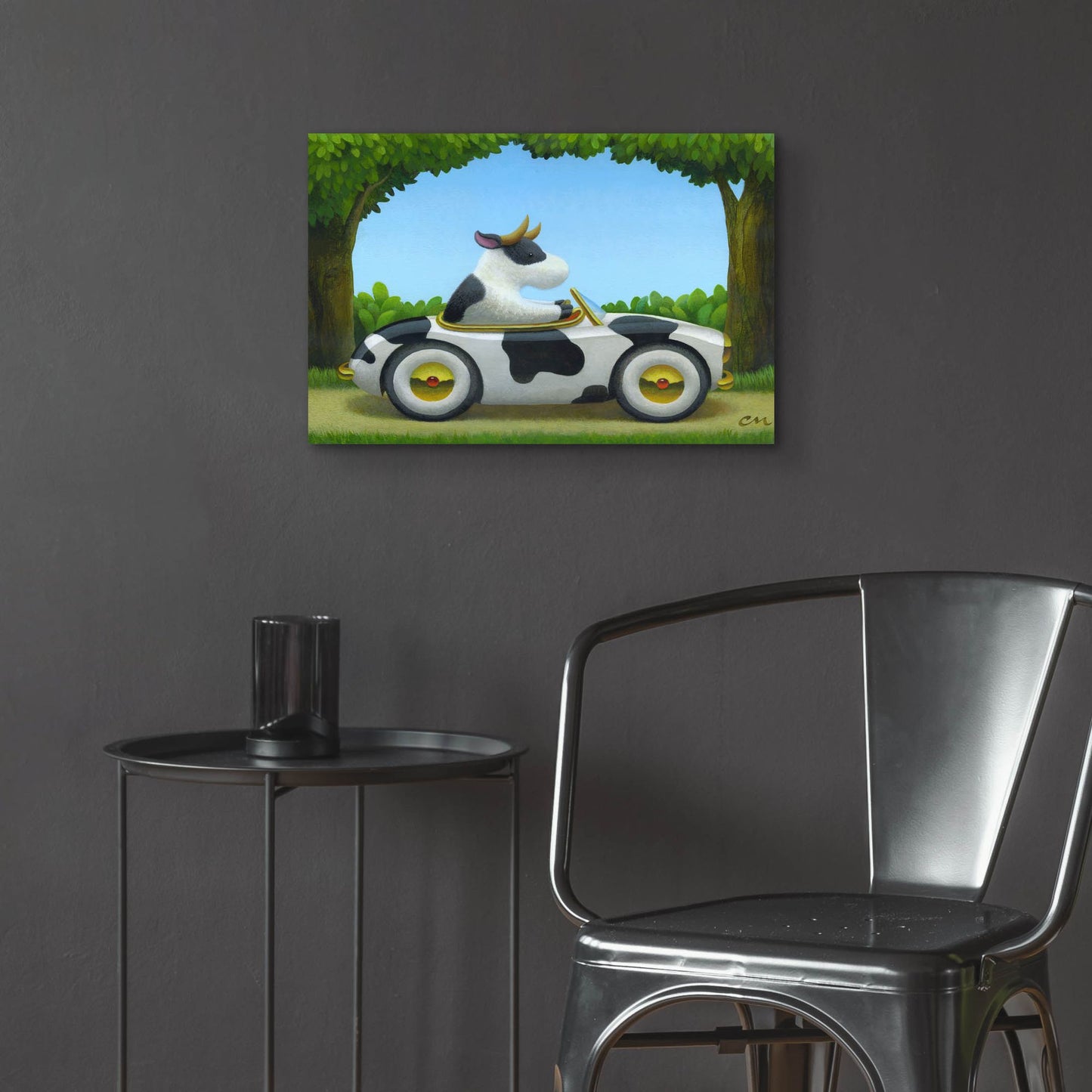 Epic Art 'Cow Car' by Chris Miles, Acrylic Glass Wall Art,24x16