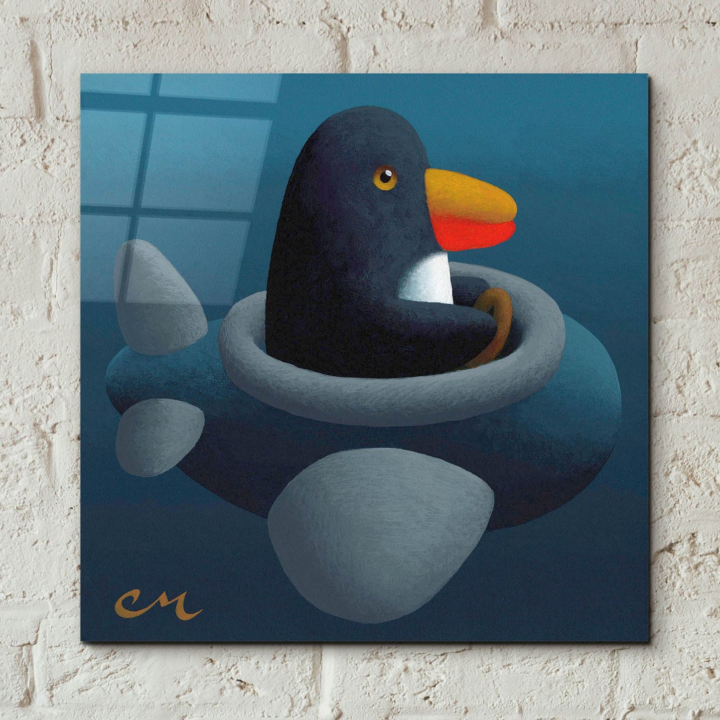 Epic Art 'Penguin' by Chris Miles, Acrylic Glass Wall Art,12x12