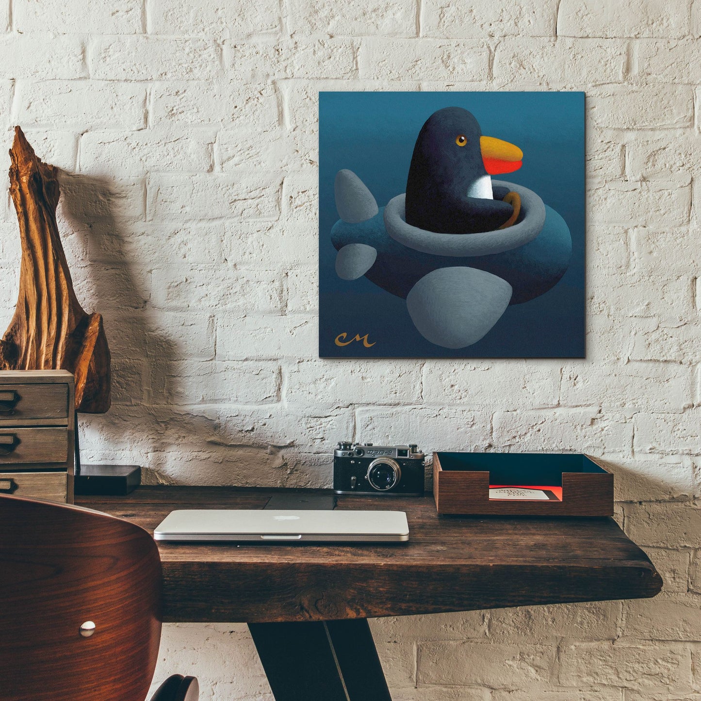 Epic Art 'Penguin' by Chris Miles, Acrylic Glass Wall Art,12x12