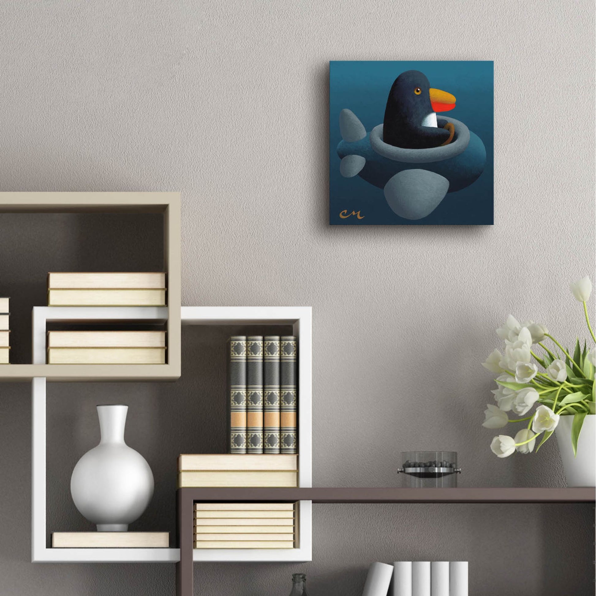 Epic Art 'Penguin' by Chris Miles, Acrylic Glass Wall Art,12x12