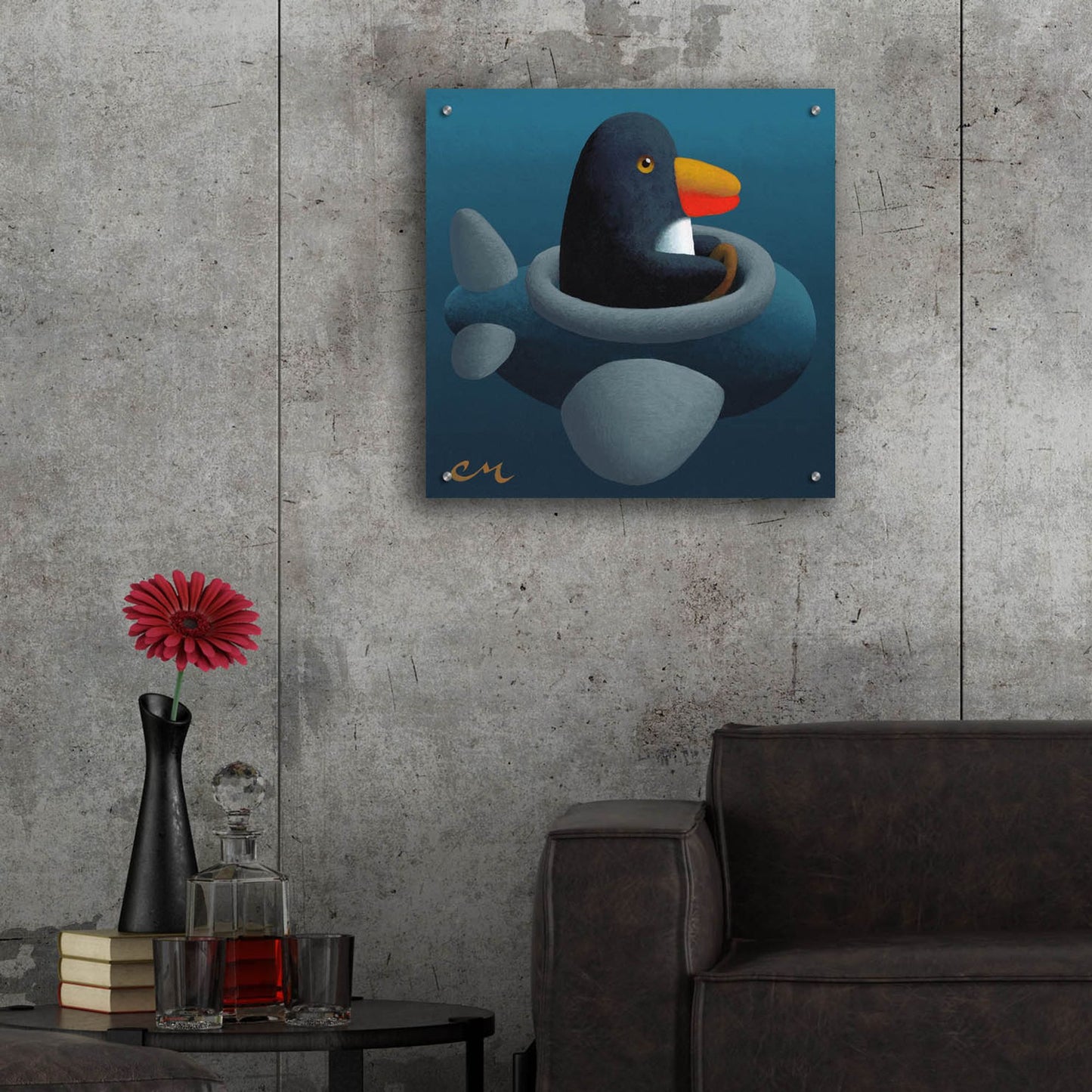 Epic Art 'Penguin' by Chris Miles, Acrylic Glass Wall Art,24x24