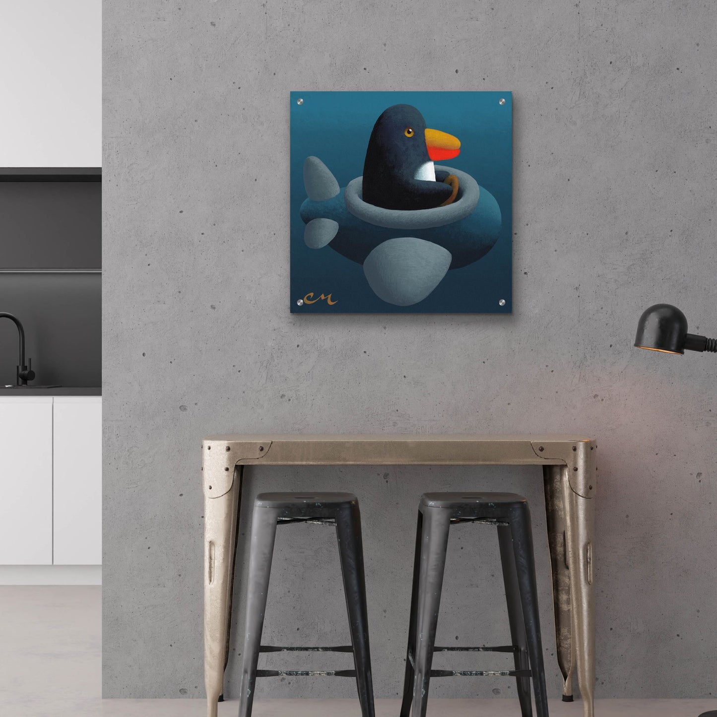 Epic Art 'Penguin' by Chris Miles, Acrylic Glass Wall Art,24x24