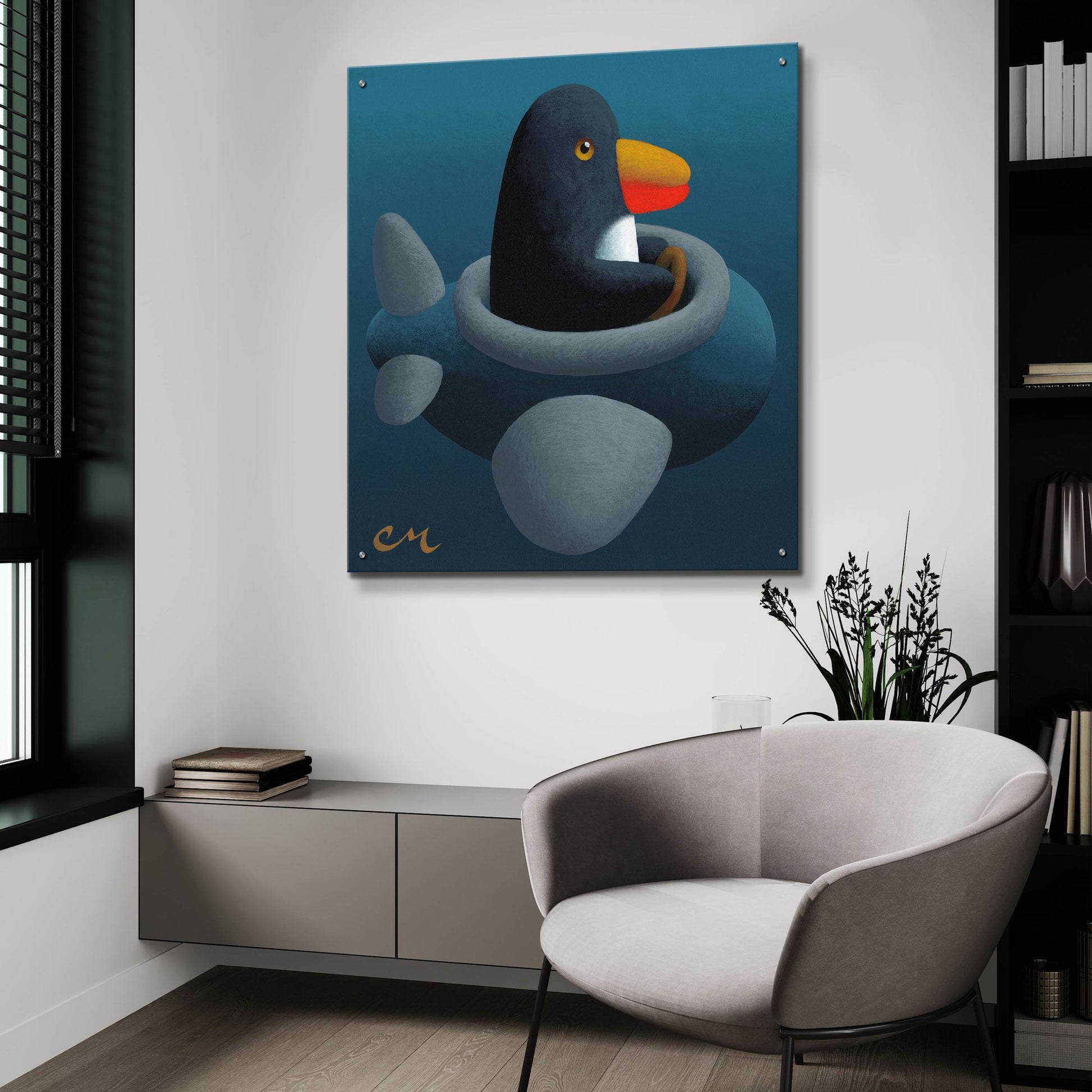 Epic Art 'Penguin' by Chris Miles, Acrylic Glass Wall Art,36x36