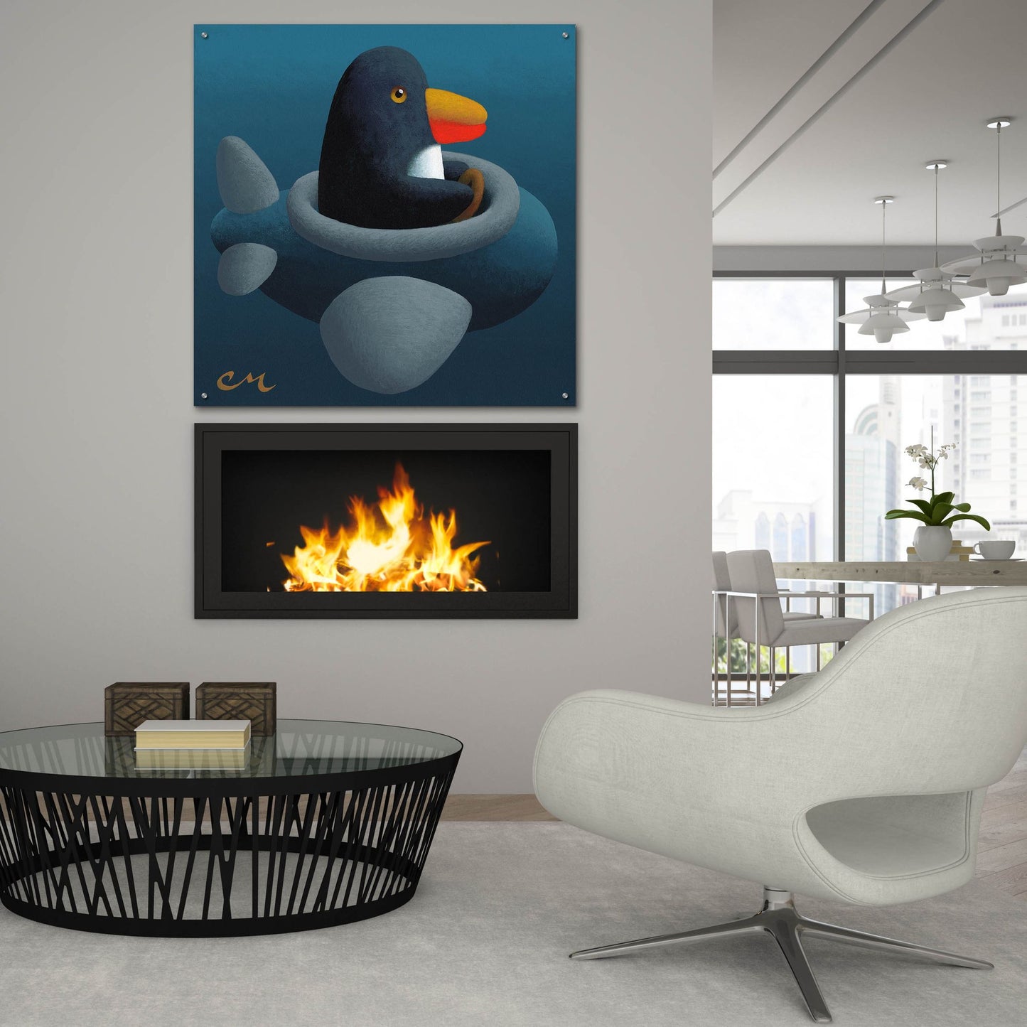 Epic Art 'Penguin' by Chris Miles, Acrylic Glass Wall Art,36x36