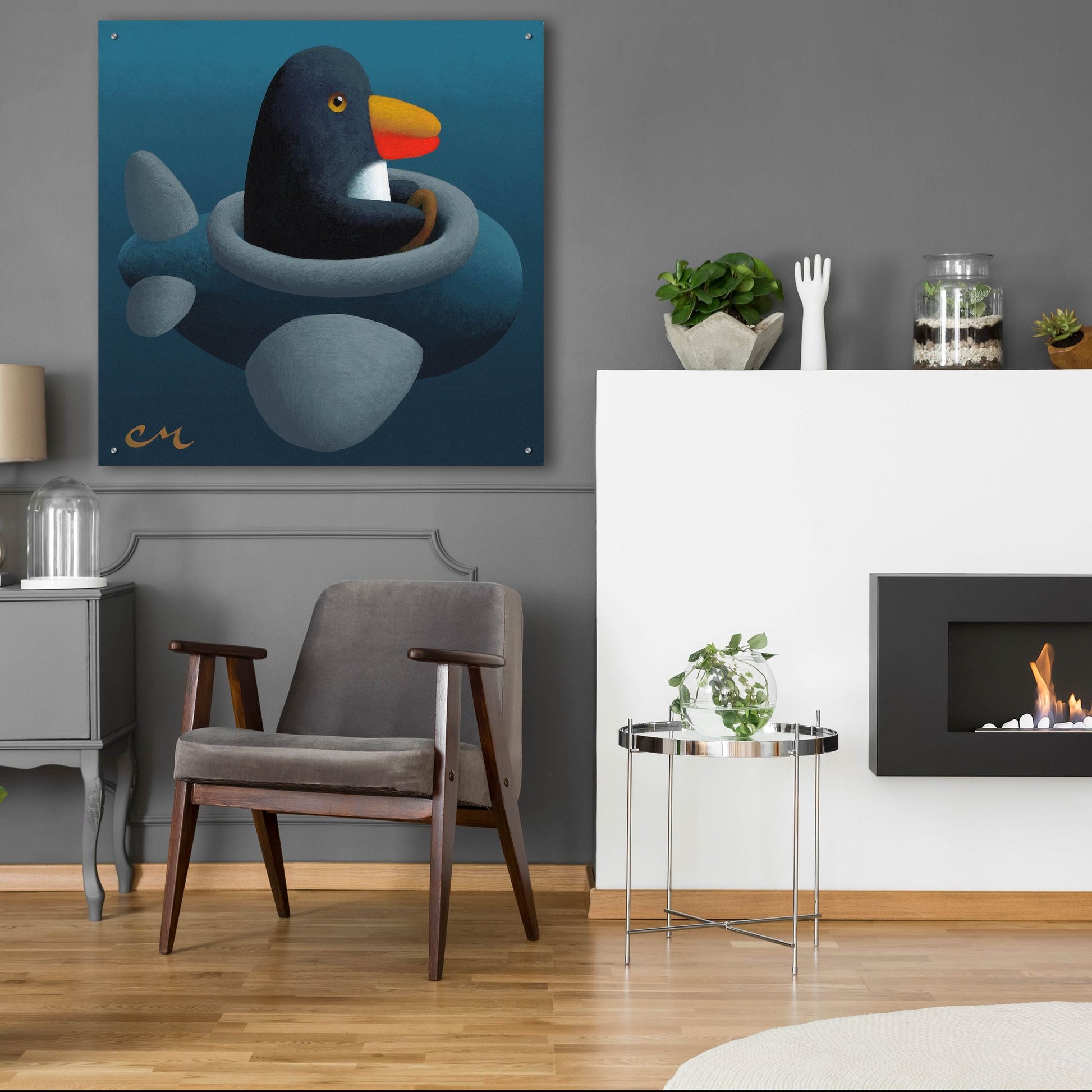 Epic Art 'Penguin' by Chris Miles, Acrylic Glass Wall Art,36x36