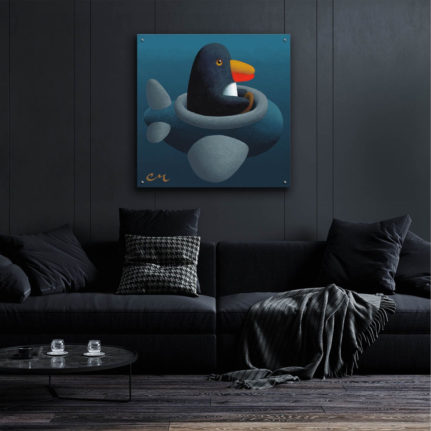 Epic Art 'Penguin' by Chris Miles, Acrylic Glass Wall Art,36x36