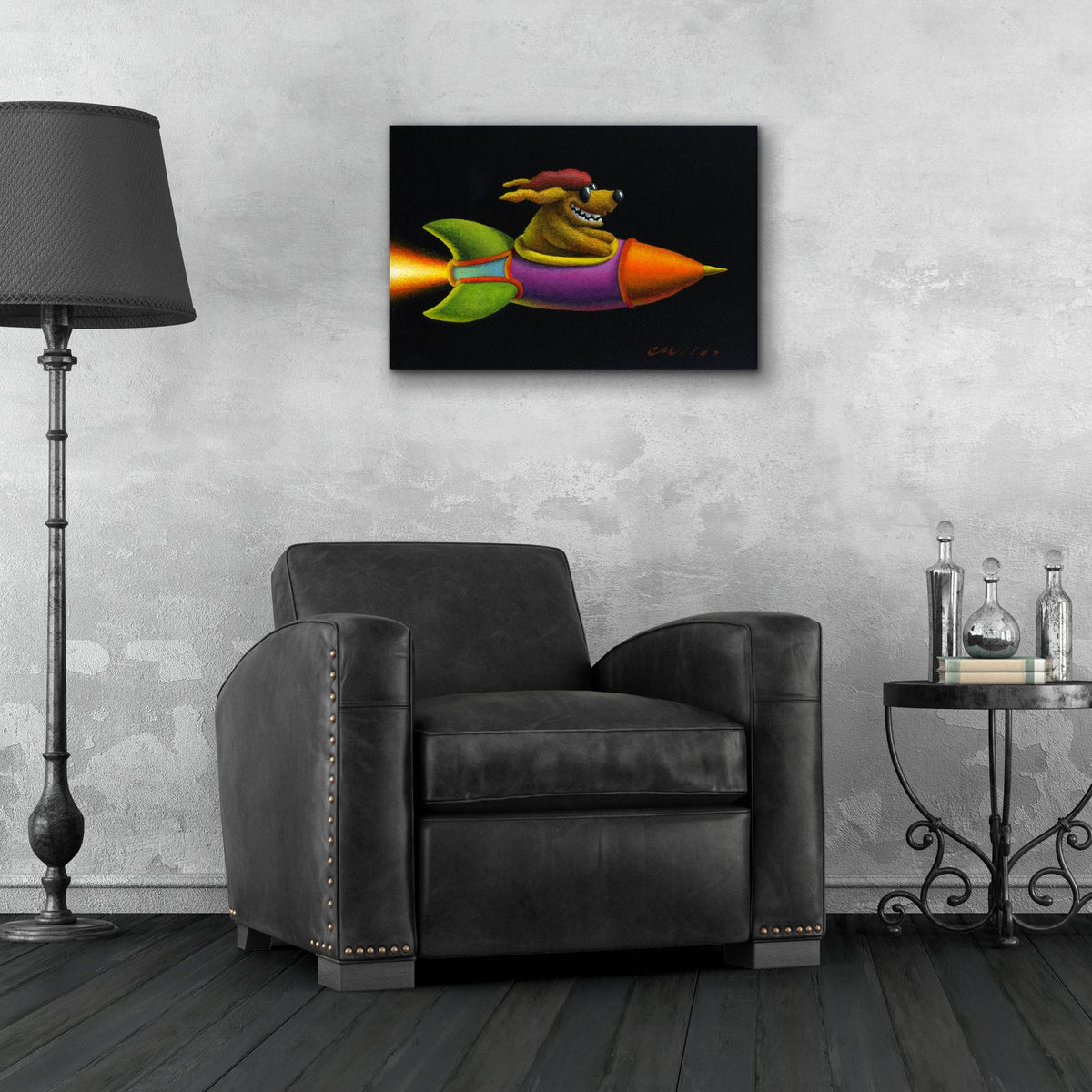 Rocket Dog by Chris Miles - 24x16 acrylic wall art in a room