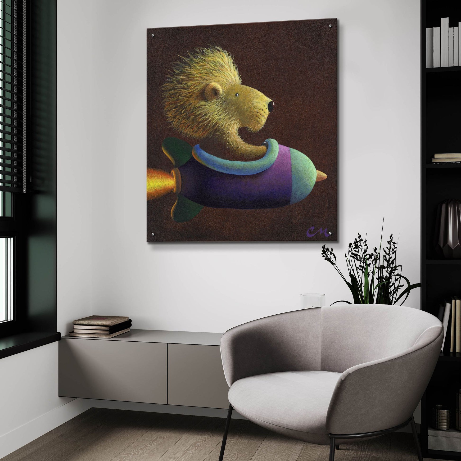 Epic Art 'Rocket Lion' by Chris Miles, Acrylic Glass Wall Art,36x36