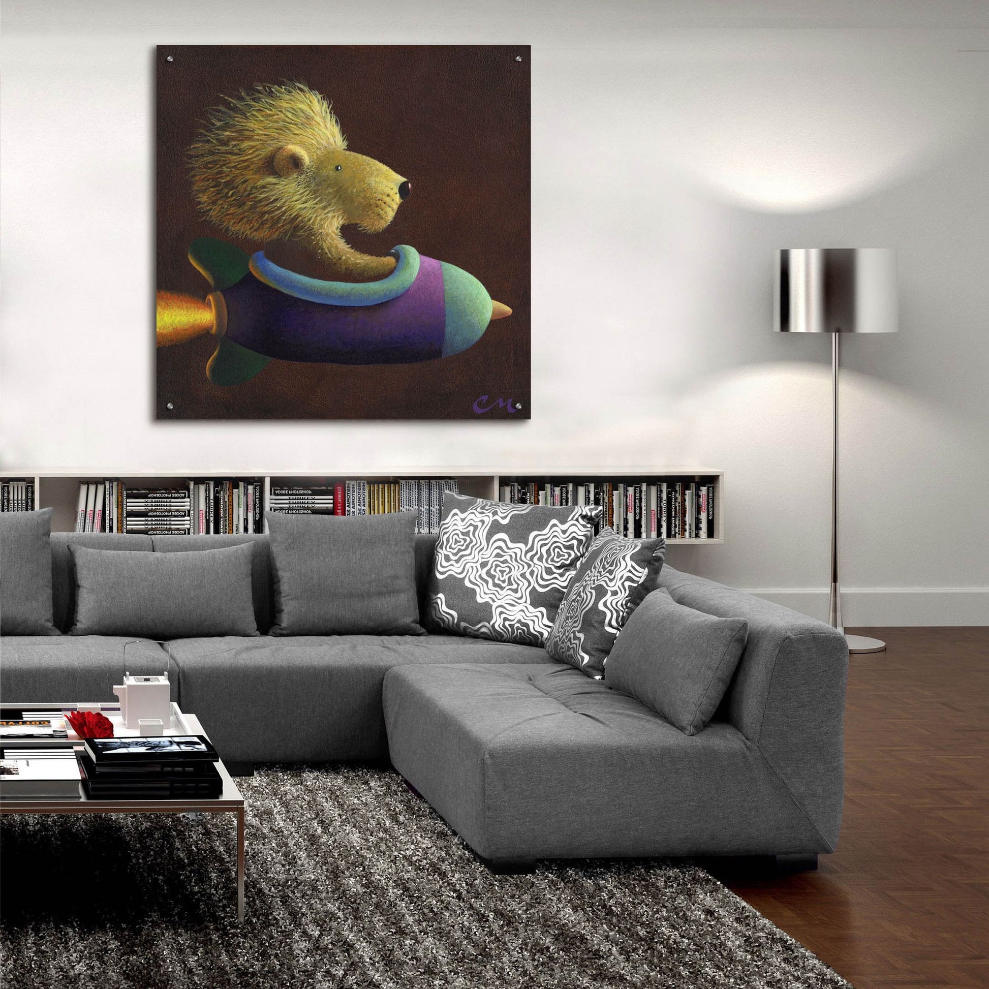 Epic Art 'Rocket Lion' by Chris Miles, Acrylic Glass Wall Art,36x36