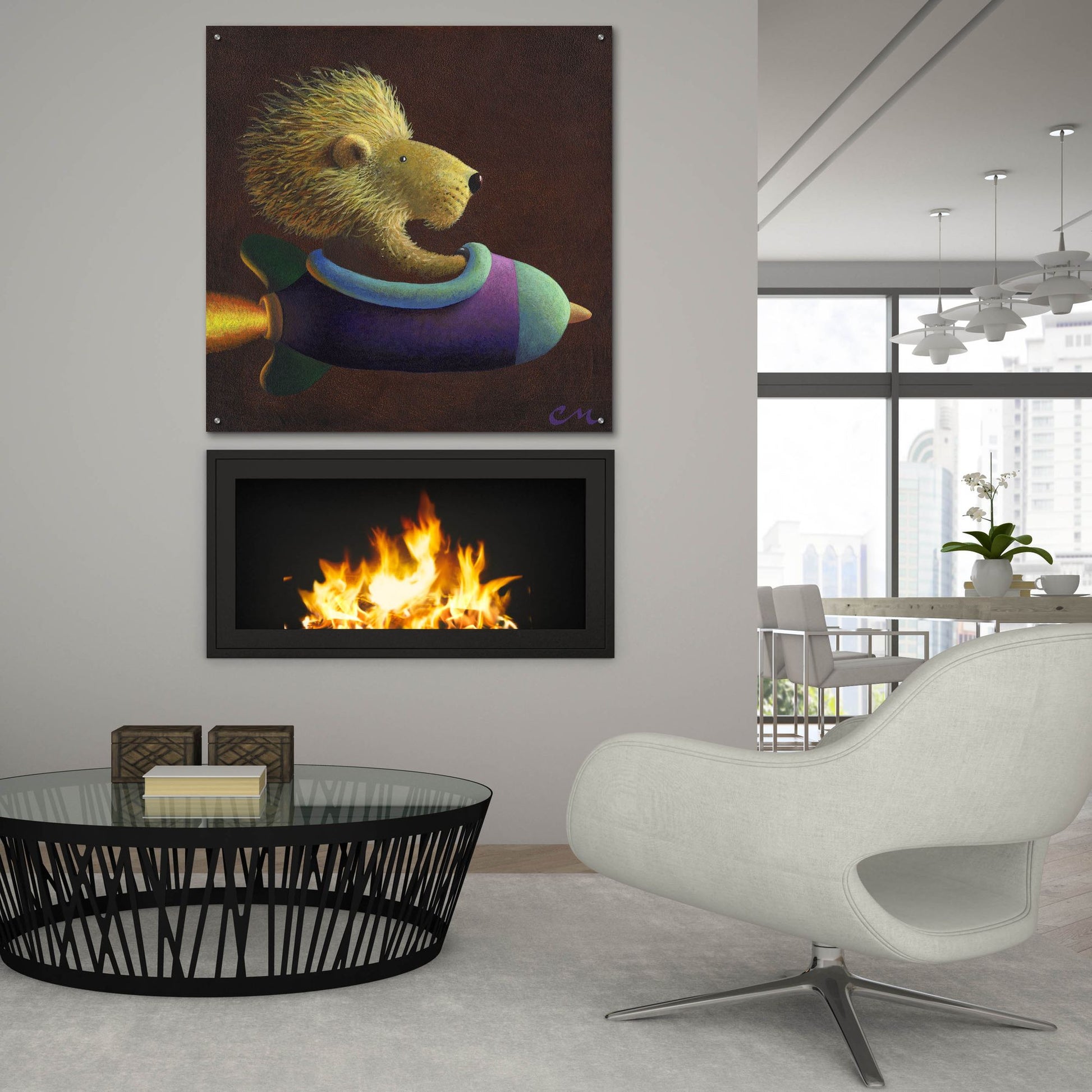 Epic Art 'Rocket Lion' by Chris Miles, Acrylic Glass Wall Art,36x36