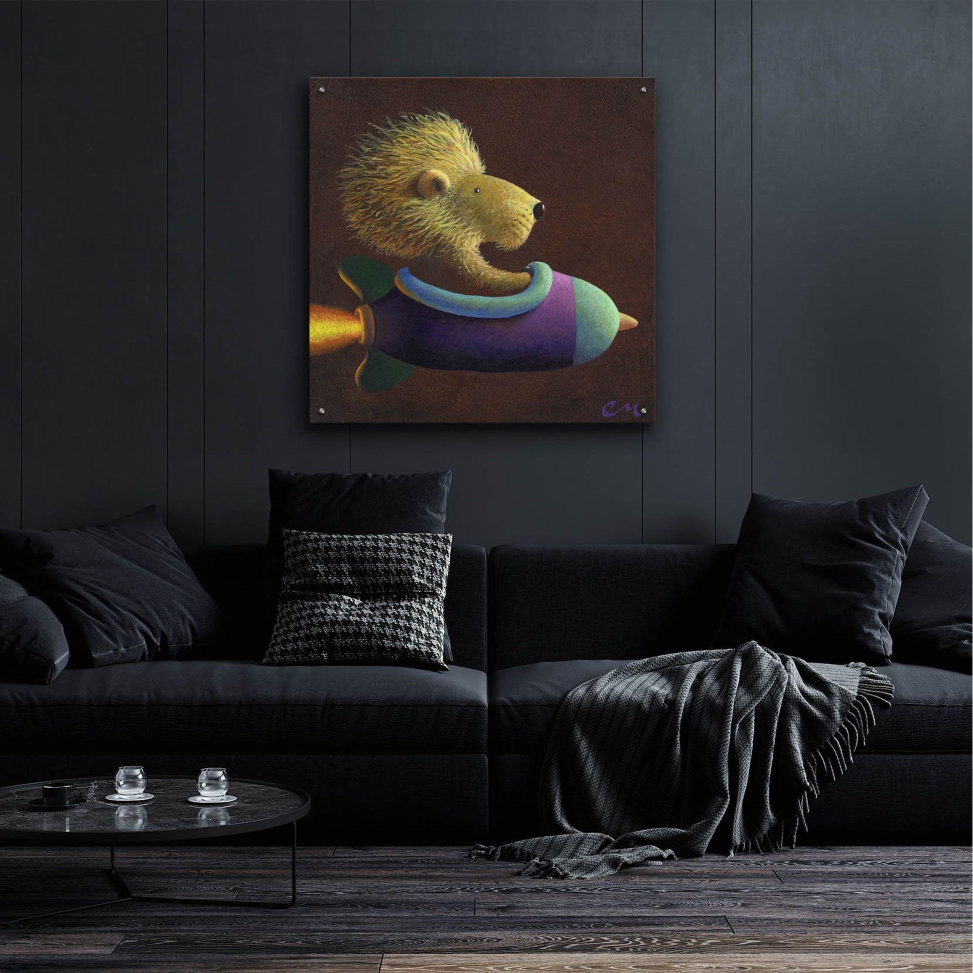 Epic Art 'Rocket Lion' by Chris Miles, Acrylic Glass Wall Art,36x36