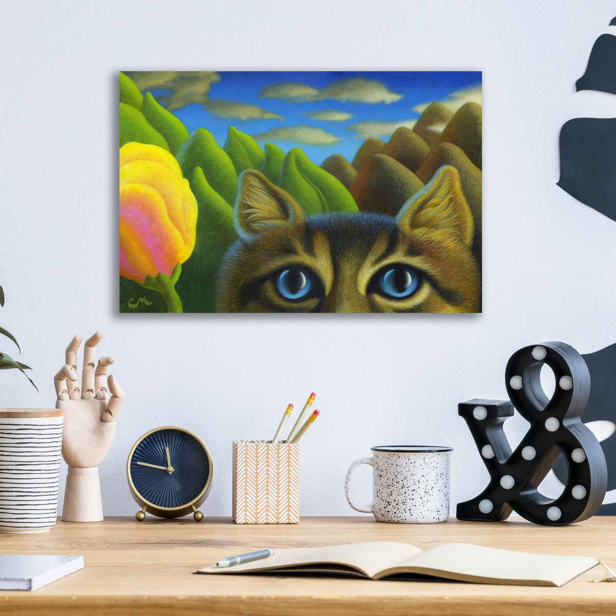 Watching by Chris Miles - 16x12 acrylic wall art in a room