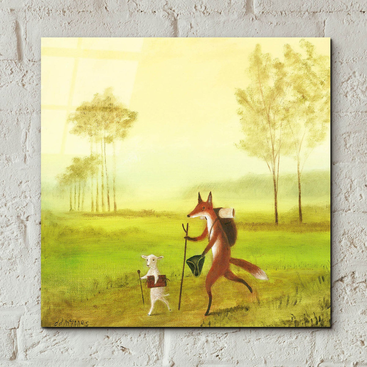 Epic Art 'Master Lamb And His Painting Master' by Dd Mcinnes, Acrylic Glass Wall Art,12x12
