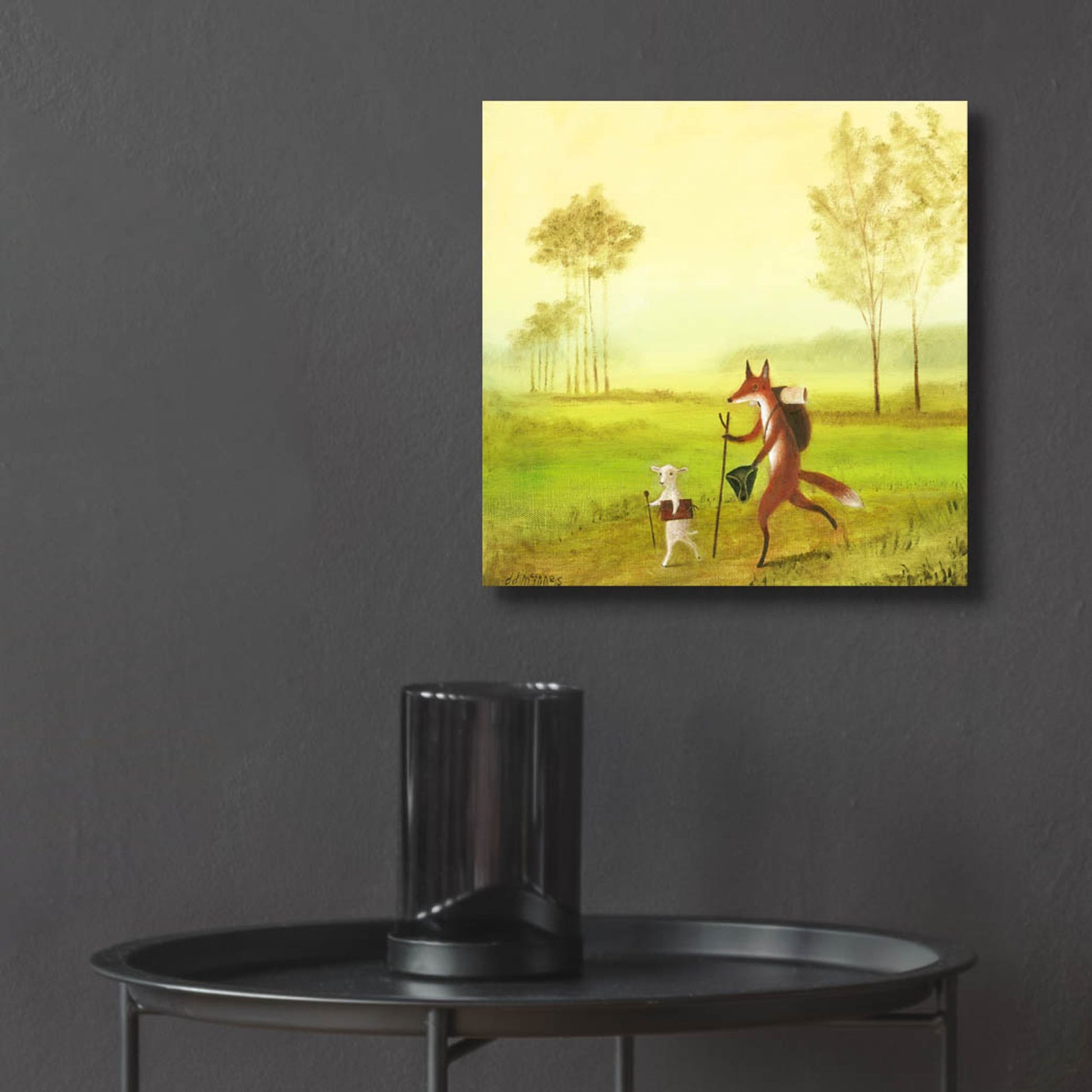 Epic Art 'Master Lamb And His Painting Master' by Dd Mcinnes, Acrylic Glass Wall Art,12x12