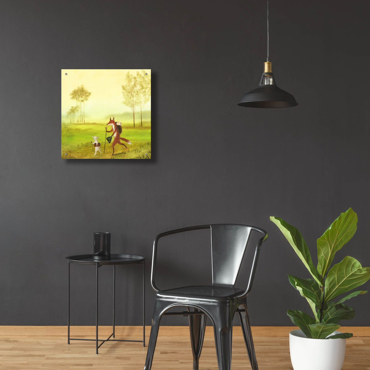 Epic Art 'Master Lamb And His Painting Master' by Dd Mcinnes, Acrylic Glass Wall Art,24x24