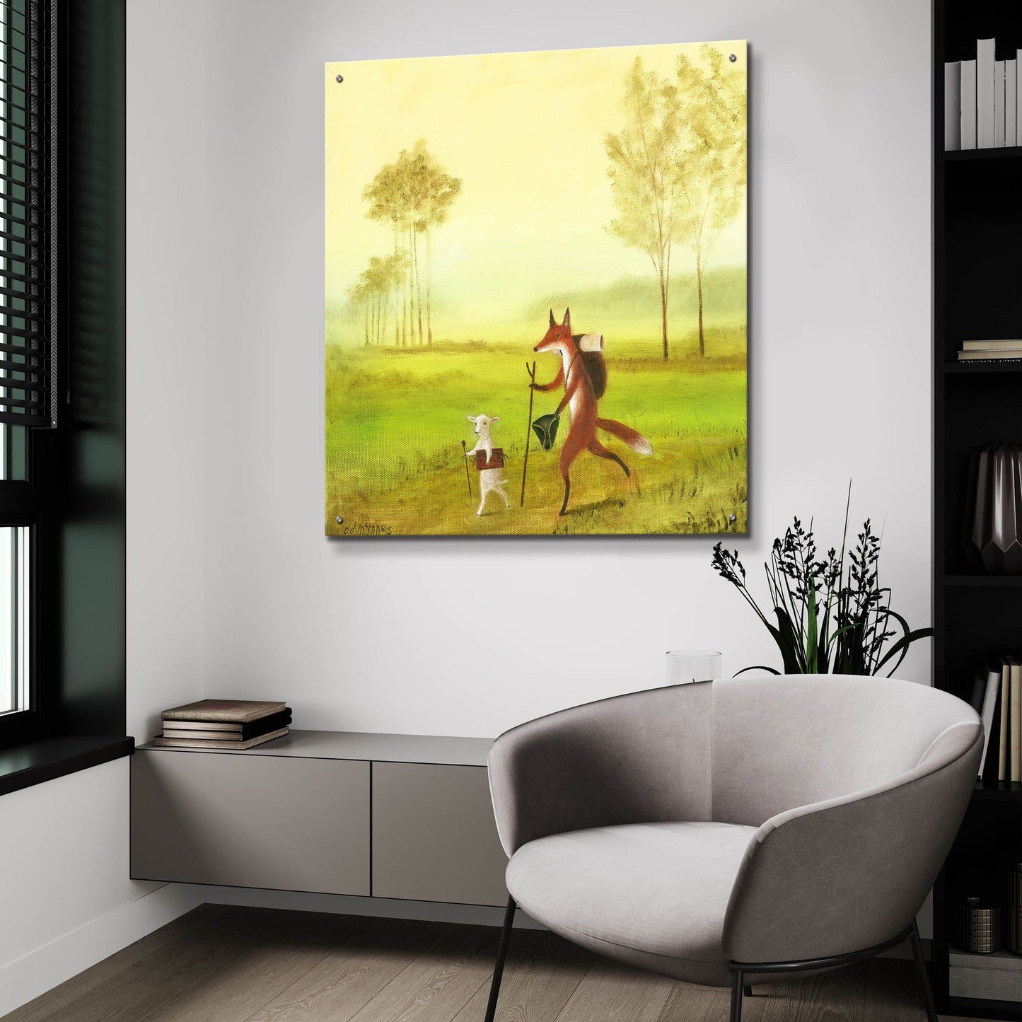 Epic Art 'Master Lamb And His Painting Master' by Dd Mcinnes, Acrylic Glass Wall Art,36x36