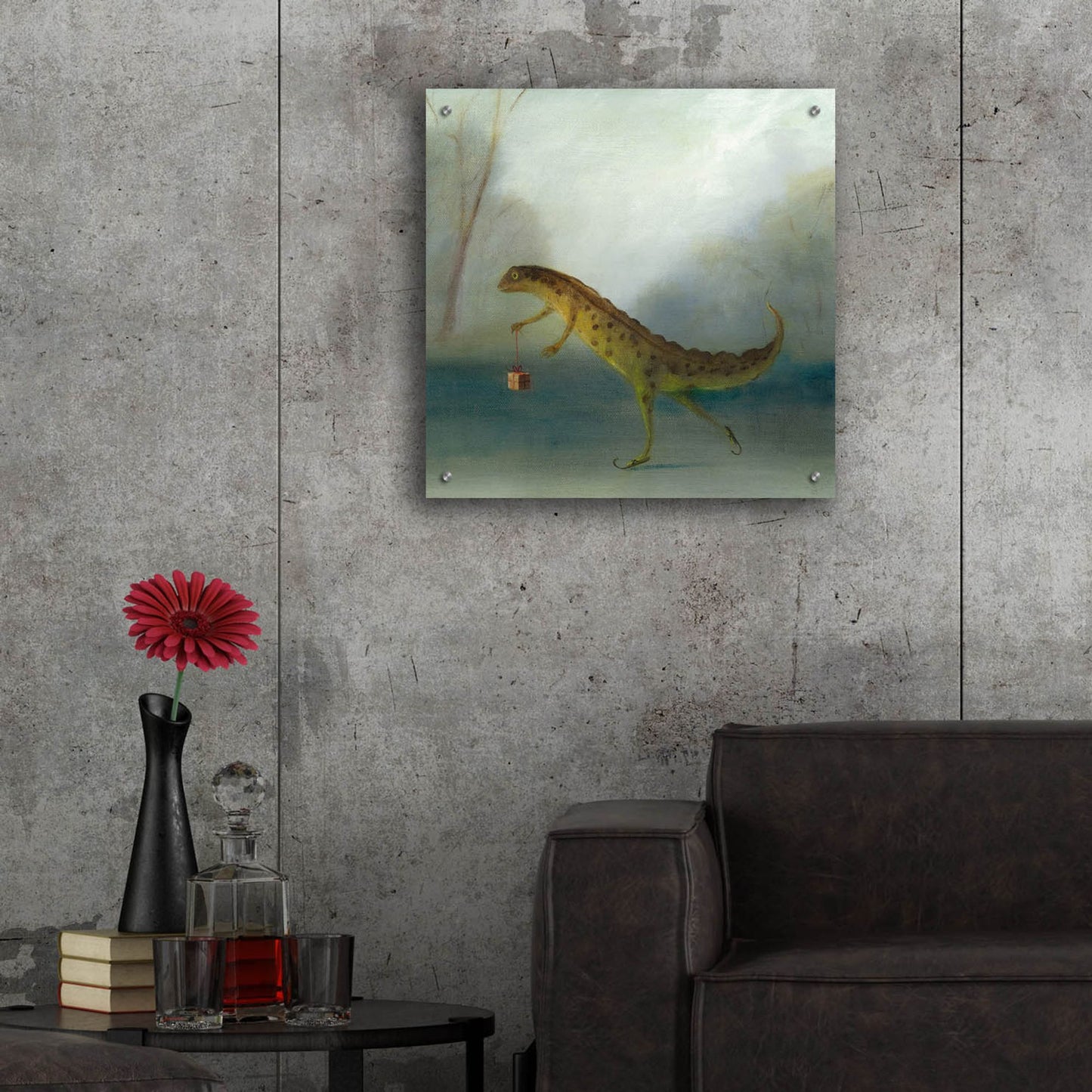 Epic Art 'The Yuletide Newt' by Dd Mcinnes, Acrylic Glass Wall Art,24x24