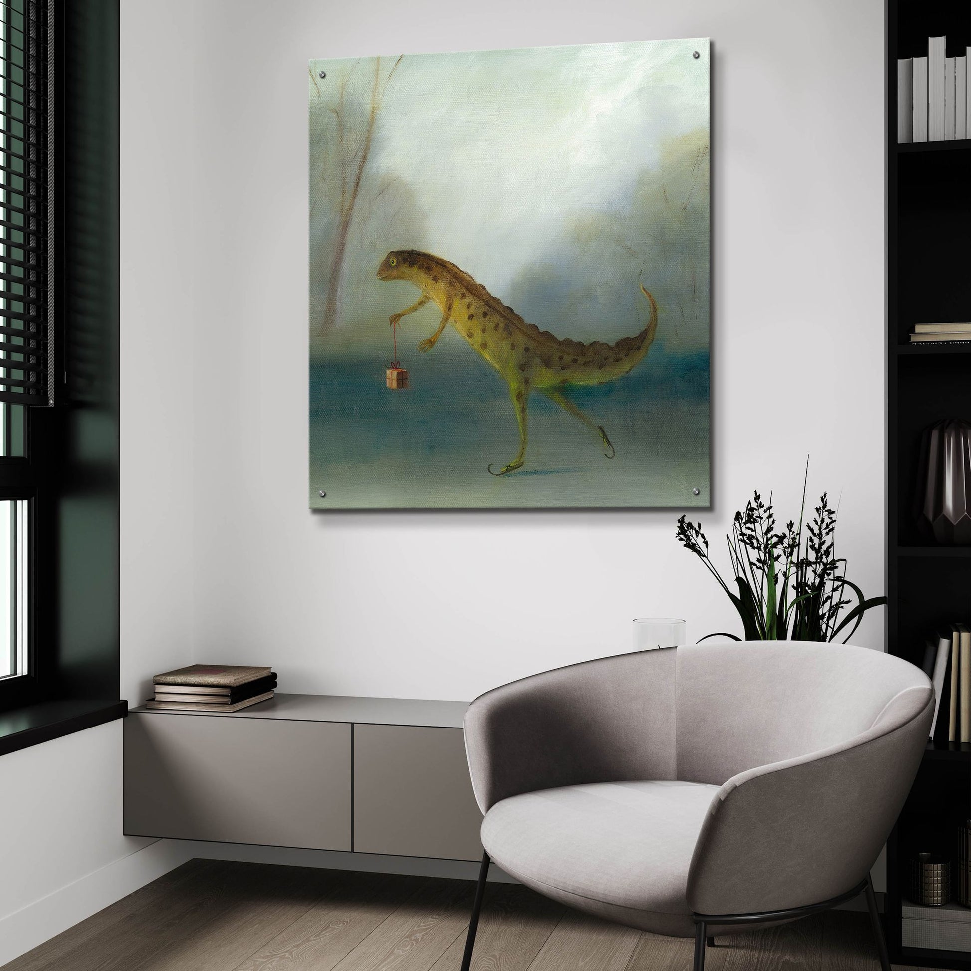 Epic Art 'The Yuletide Newt' by Dd Mcinnes, Acrylic Glass Wall Art,36x36