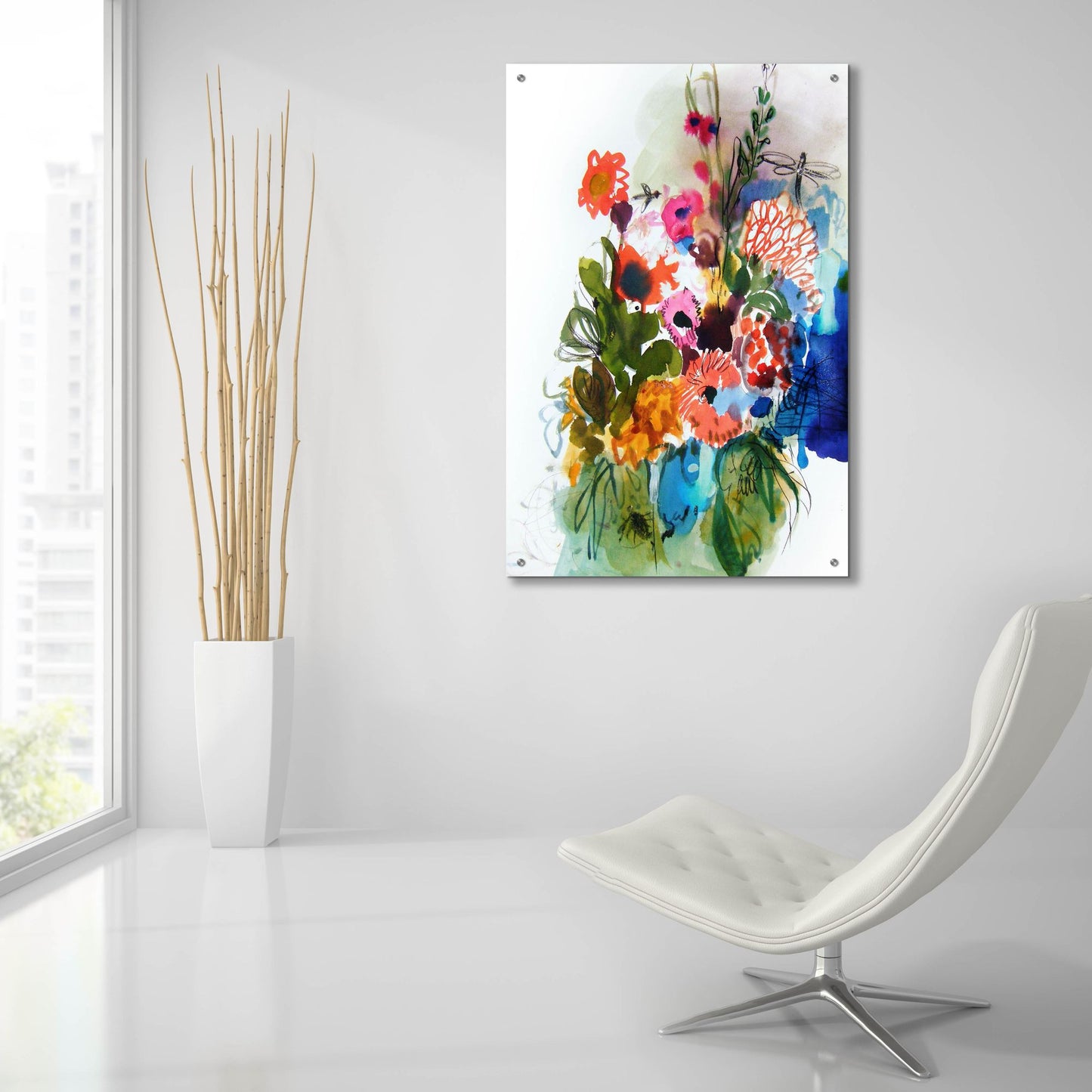 Epic Art 'Flowers And Insects One' by Fotini Hamidieli, Acrylic Glass Wall Art,24x36