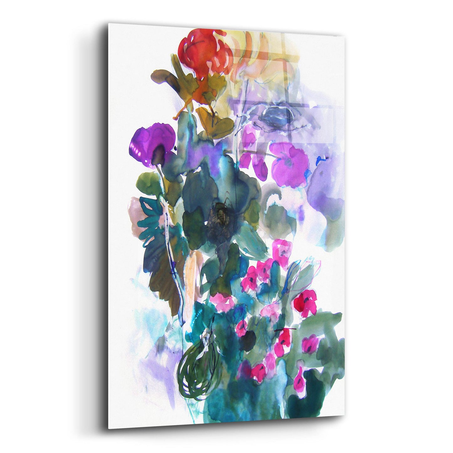 Epic Art 'Flowers And Insects Two' by Fotini Hamidieli, Acrylic Glass Wall Art,12x16