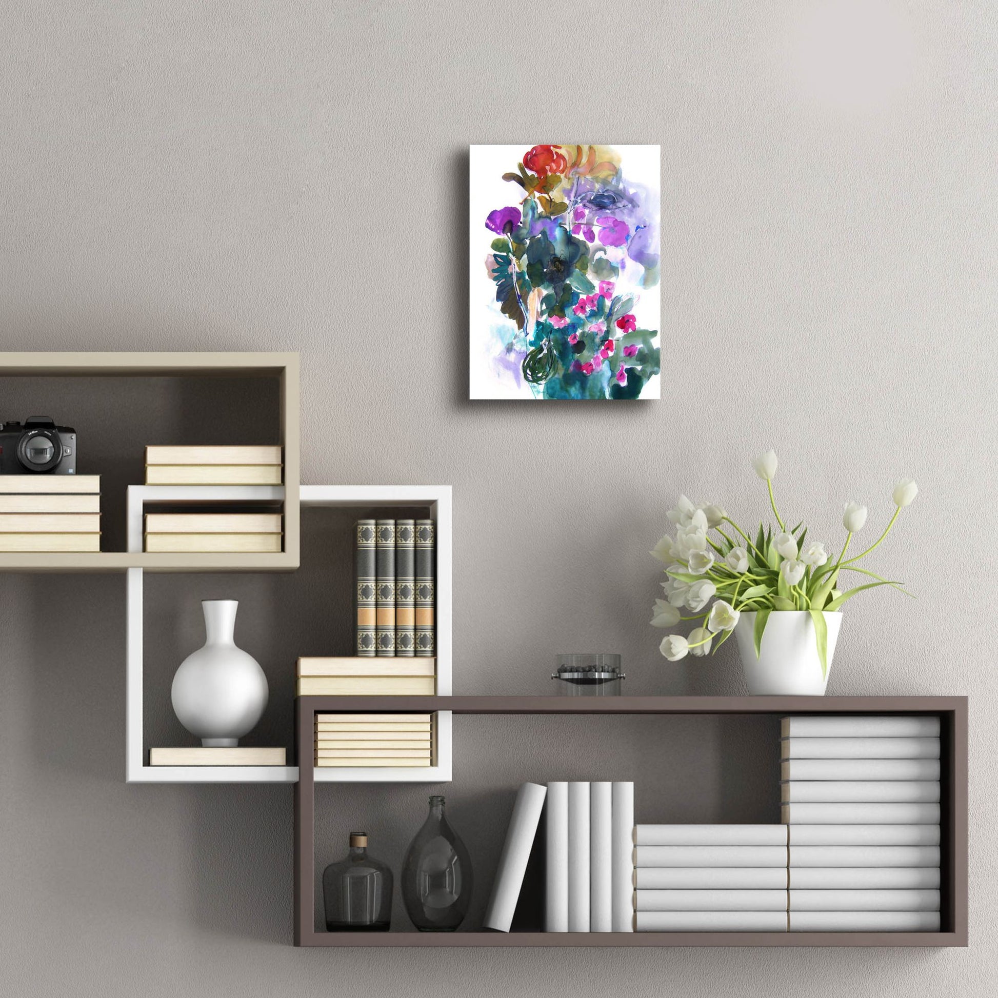 Epic Art 'Flowers And Insects Two' by Fotini Hamidieli, Acrylic Glass Wall Art,12x16