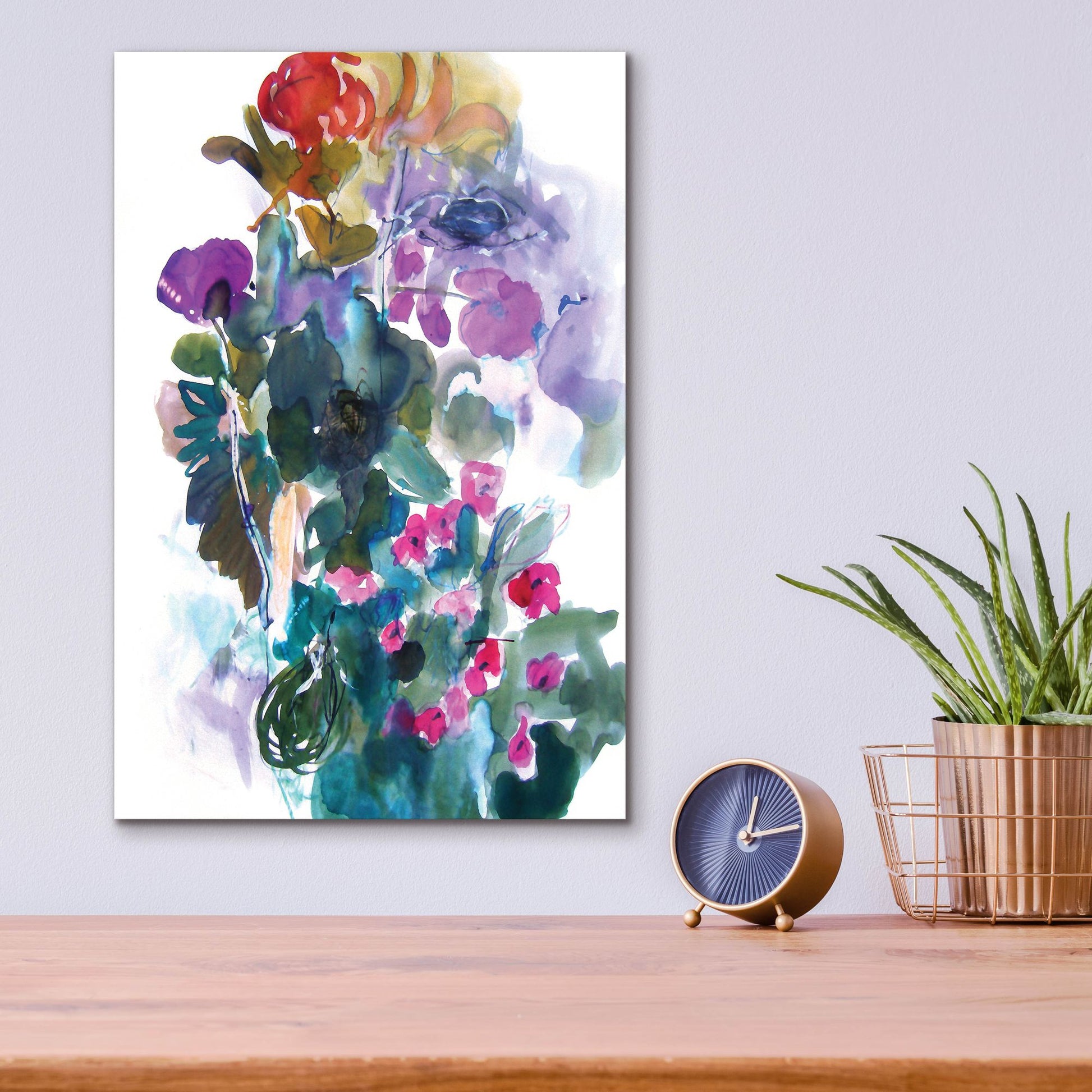 Epic Art 'Flowers And Insects Two' by Fotini Hamidieli, Acrylic Glass Wall Art,12x16