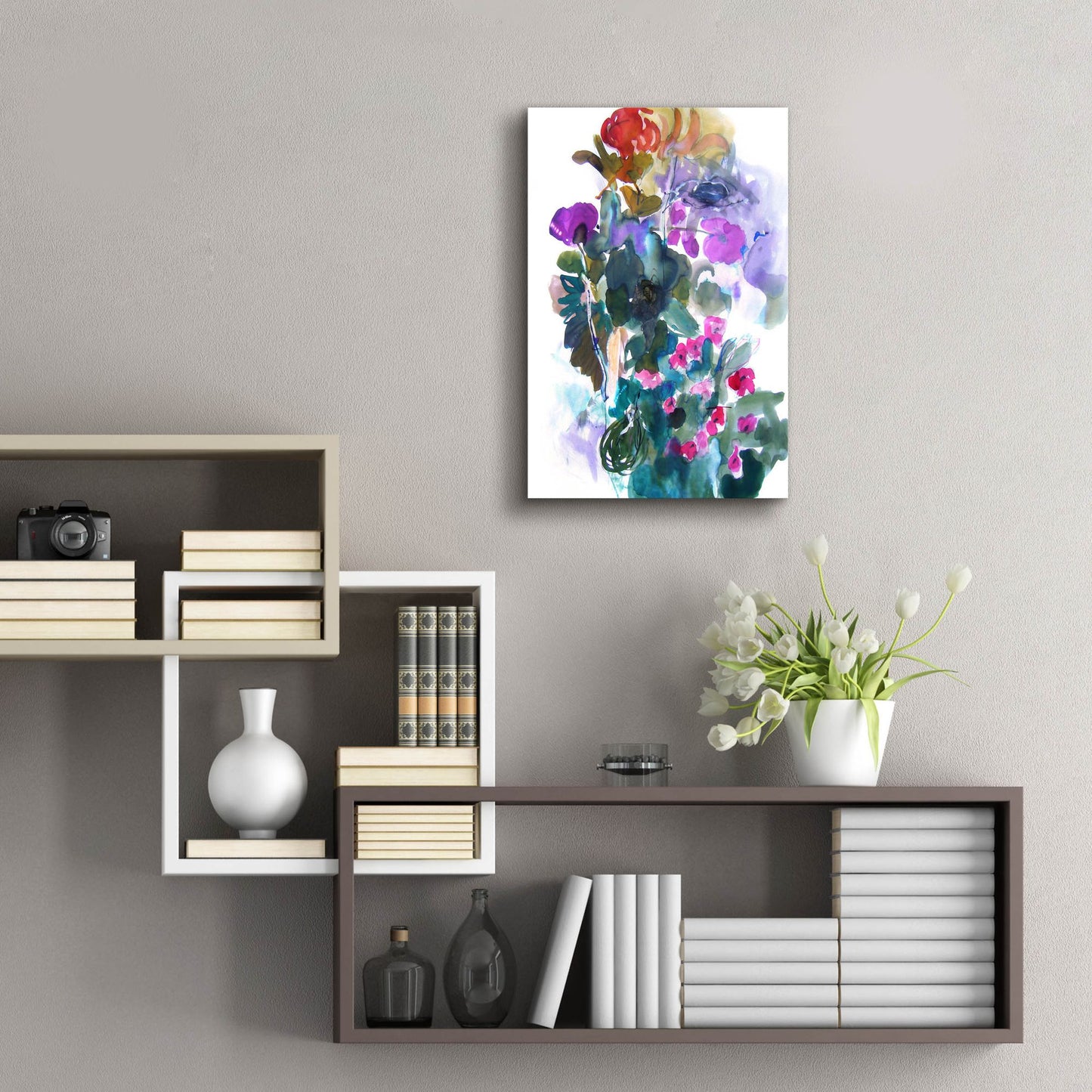 Epic Art 'Flowers And Insects Two' by Fotini Hamidieli, Acrylic Glass Wall Art,16x24