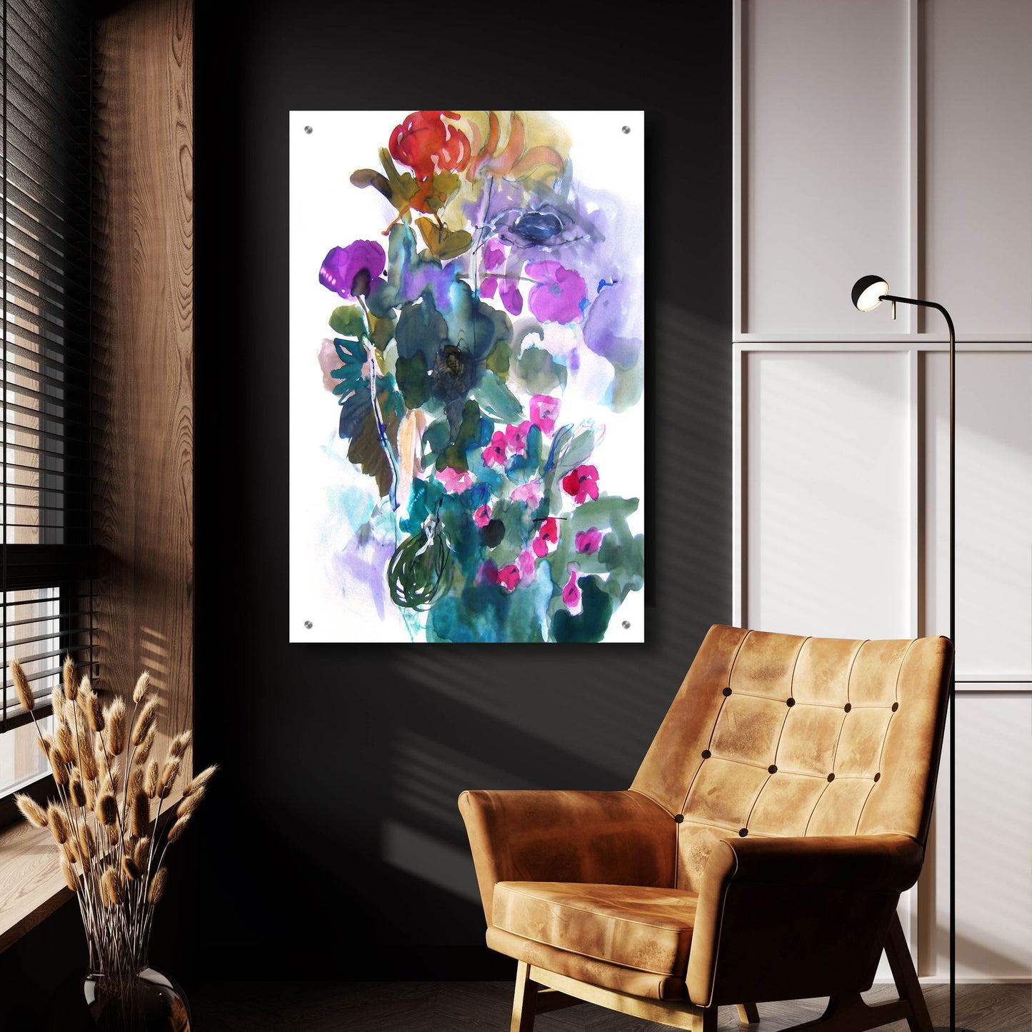 Epic Art 'Flowers And Insects Two' by Fotini Hamidieli, Acrylic Glass Wall Art,24x36