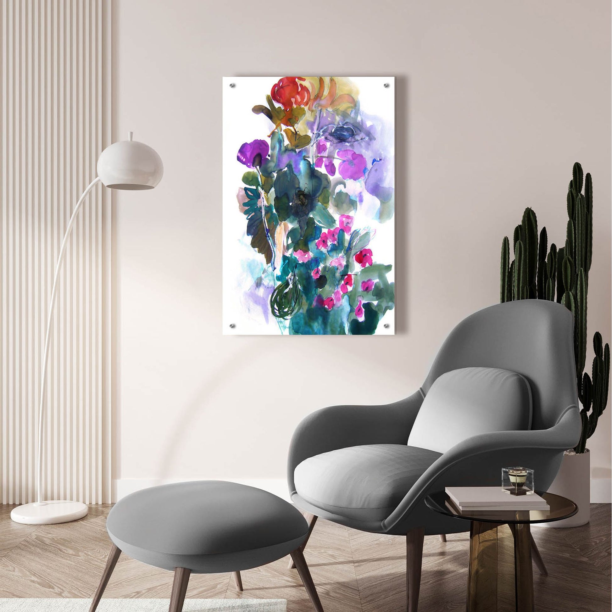 Epic Art 'Flowers And Insects Two' by Fotini Hamidieli, Acrylic Glass Wall Art,24x36