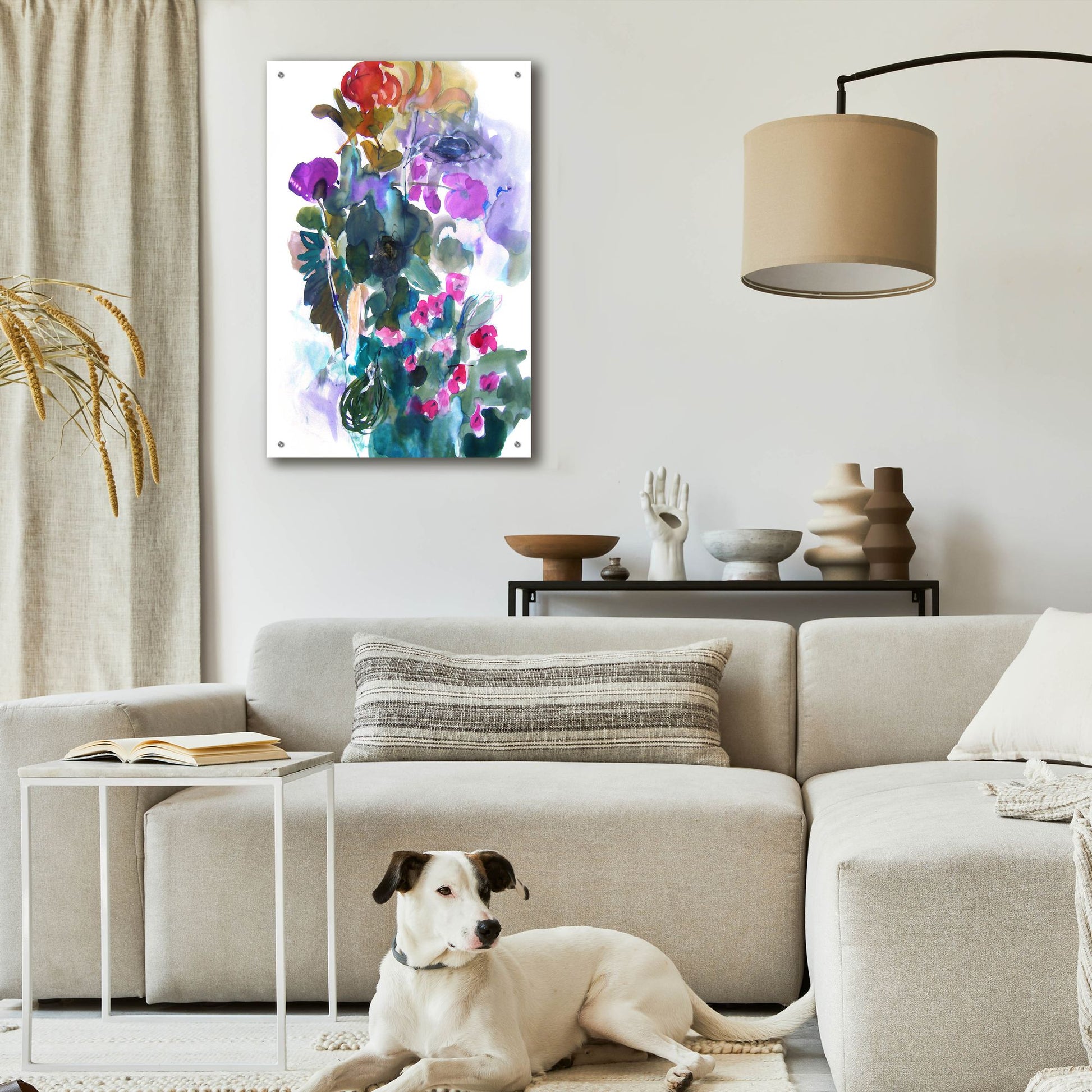 Epic Art 'Flowers And Insects Two' by Fotini Hamidieli, Acrylic Glass Wall Art,24x36