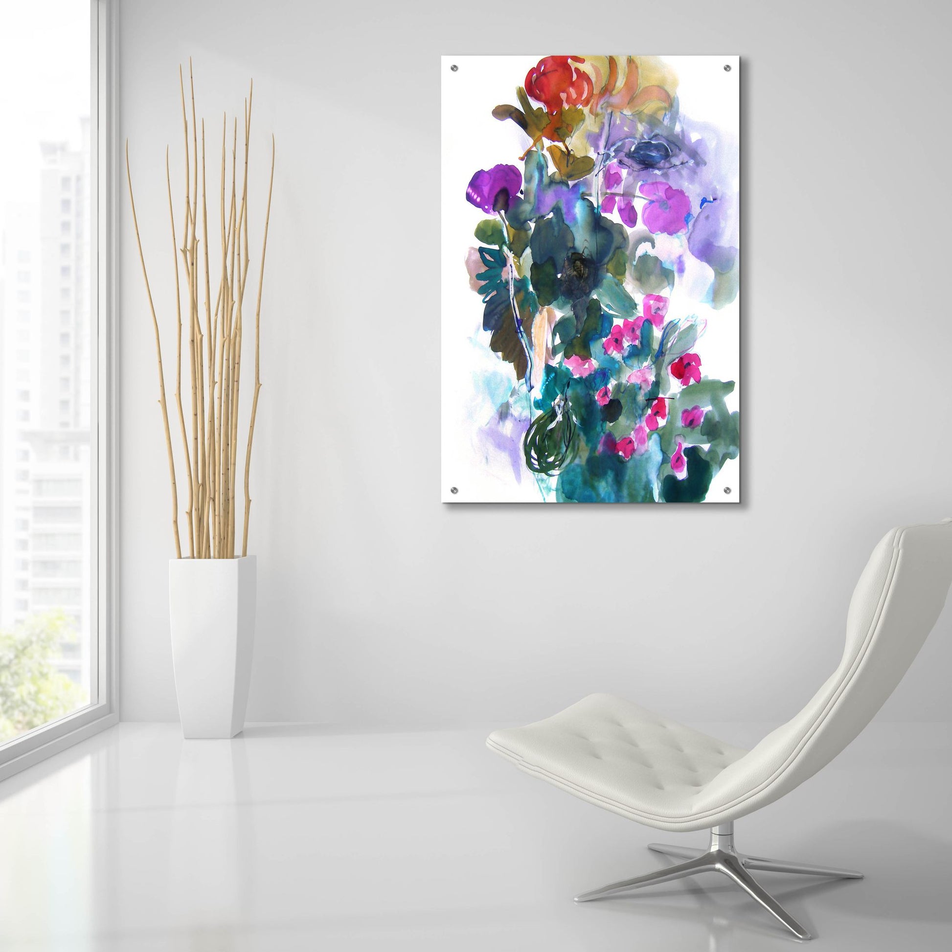 Epic Art 'Flowers And Insects Two' by Fotini Hamidieli, Acrylic Glass Wall Art,24x36