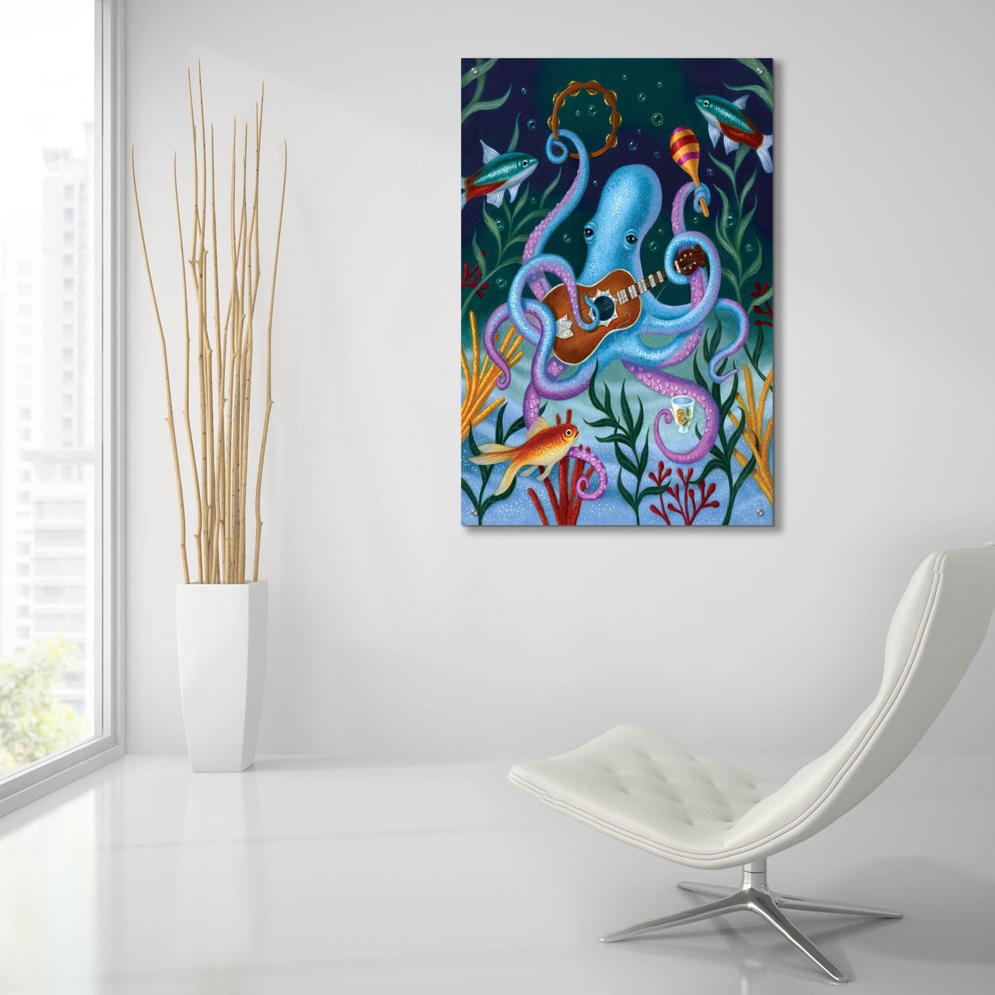 Epic Art 'The Virtuoso In Blue' by Gina Matarazzo, Acrylic Glass Wall Art,24x36