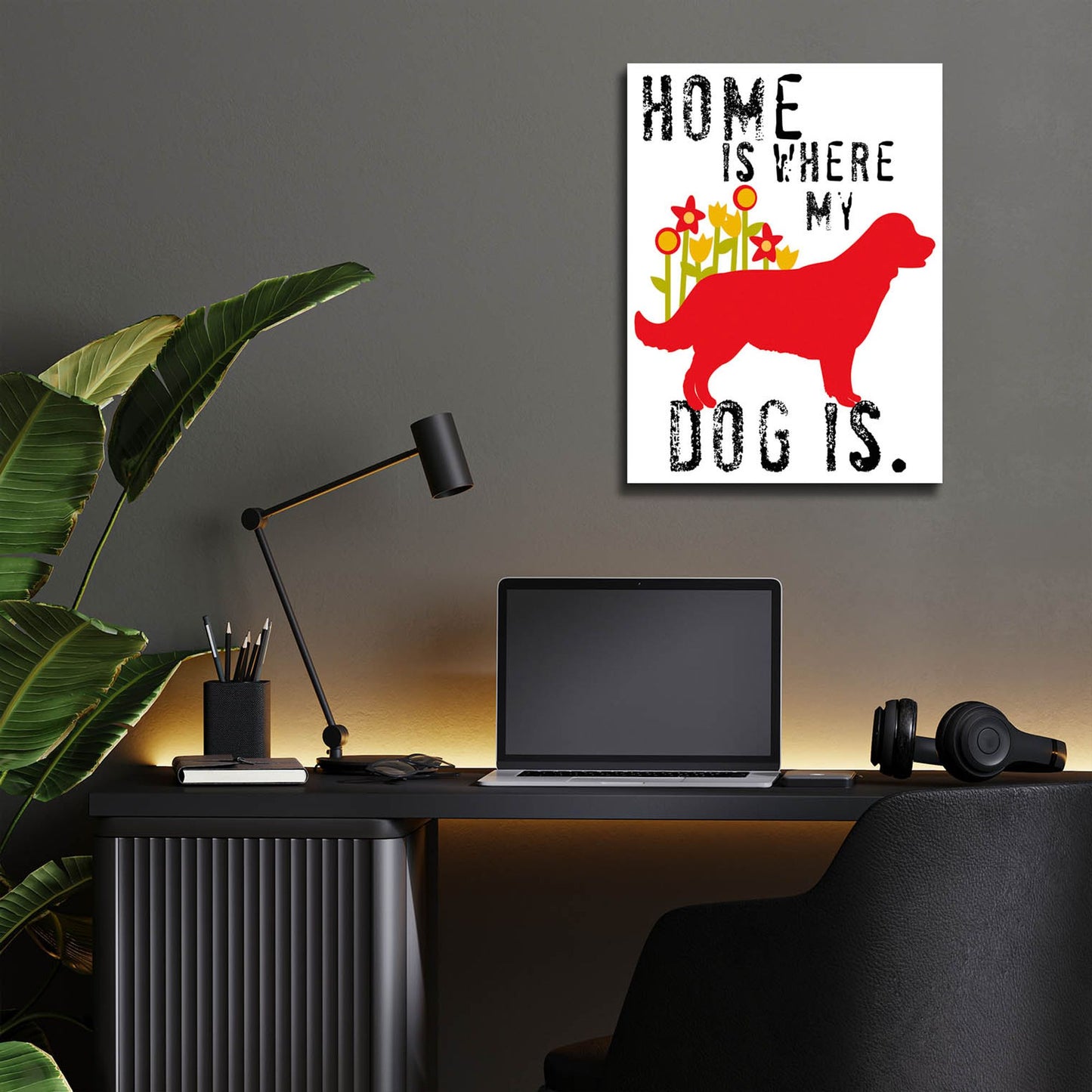 Epic Art 'Home Is Where My Dog Is' by Ginger Oliphant, Acrylic Glass Wall Art,12x16